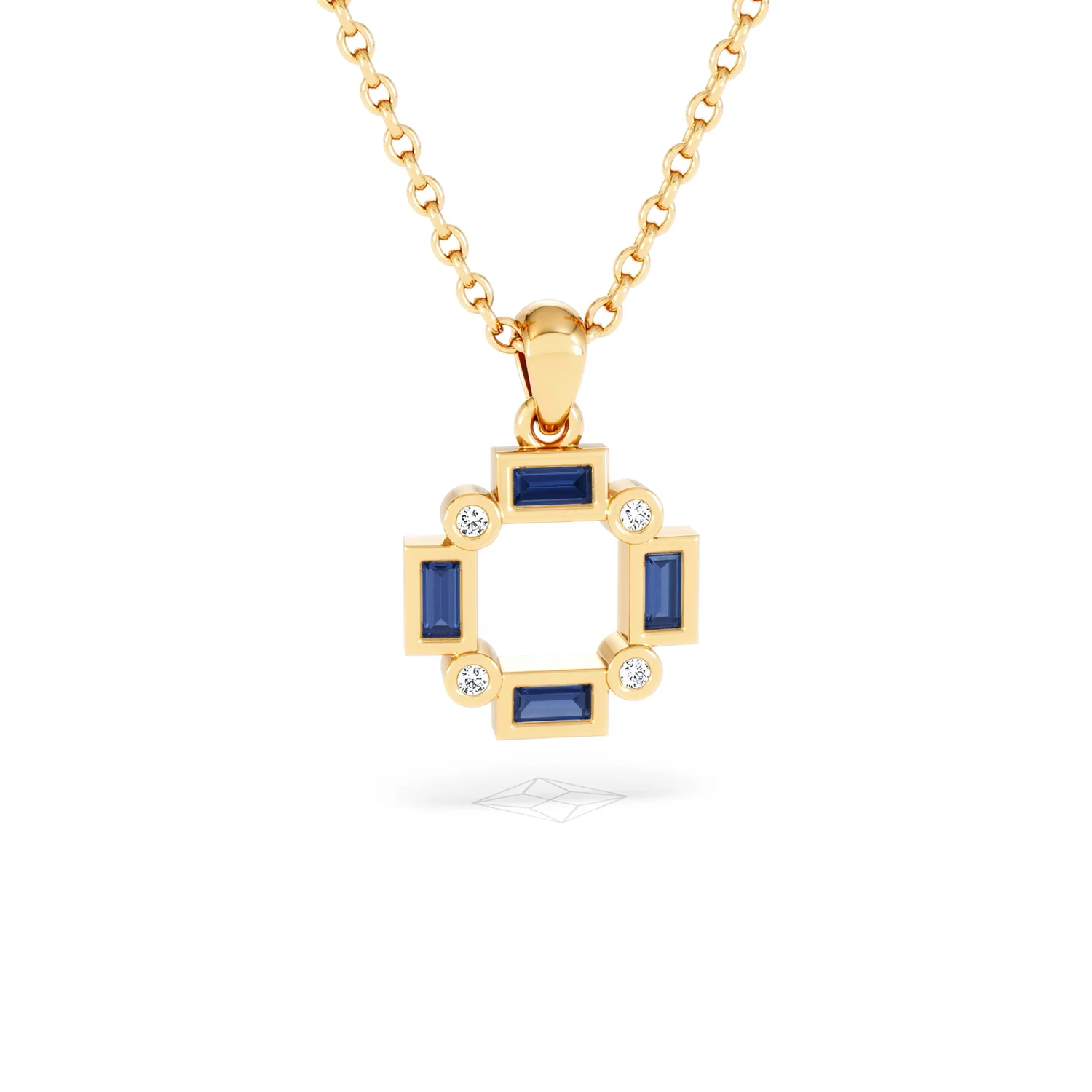 Forme 0.40ct Baguette Cut Lab Sapphire Pendant Necklace in 18K Gold Vermeil - Image 9