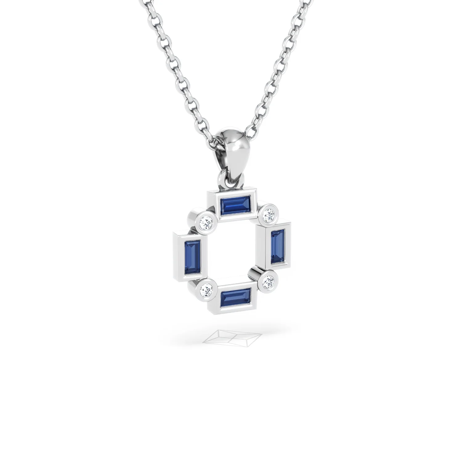 Forme 0.40ct Baguette Cut Lab Sapphire Pendant Necklace in Sterling Silver - Image 13