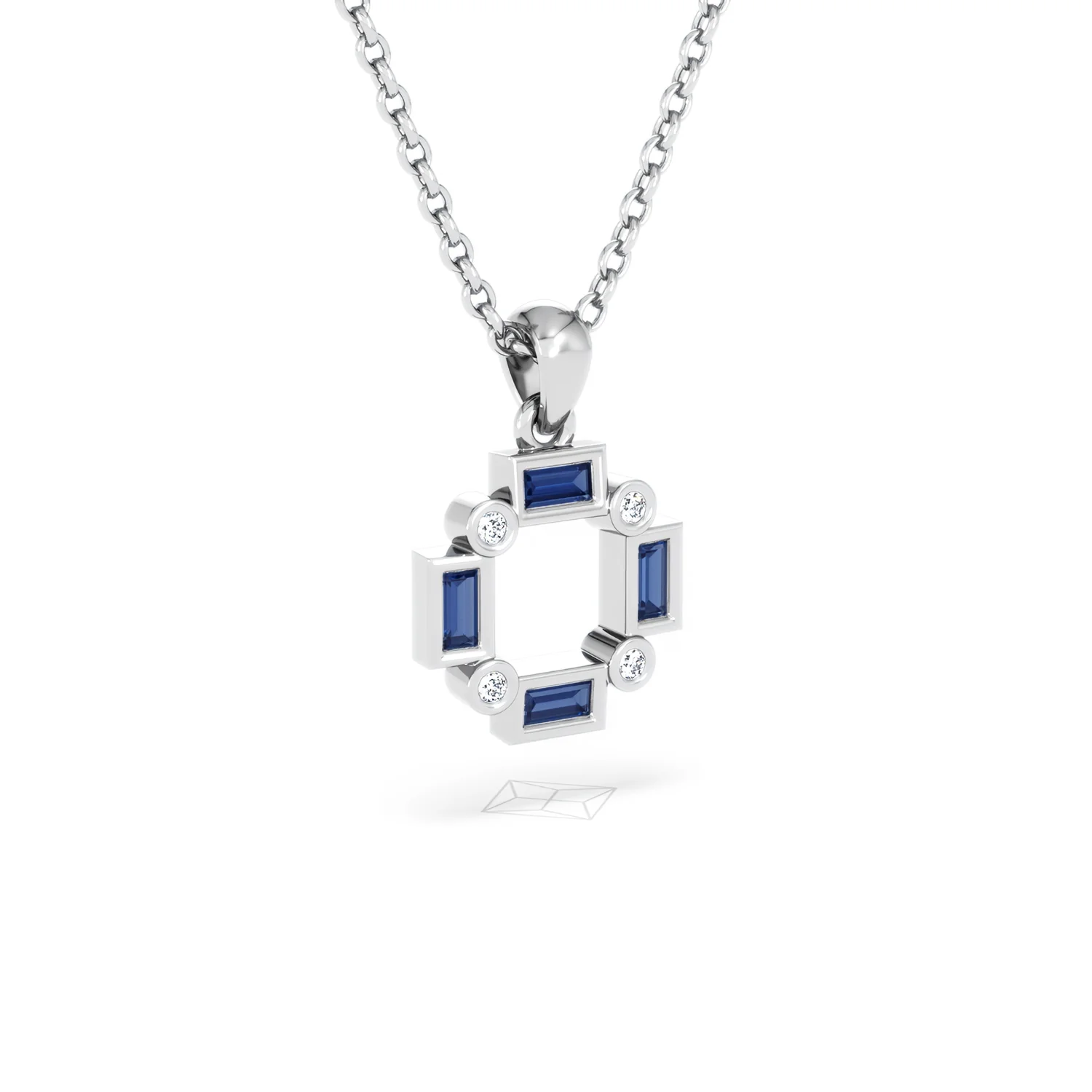 Forme 0.40ct Baguette Cut Lab Sapphire Pendant Necklace in Sterling Silver - Image 14