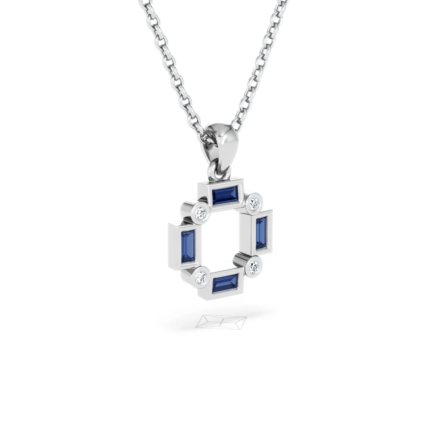 Forme 0.40ct Baguette Cut Lab Sapphire Pendant Necklace in Sterling Silver - Image 15