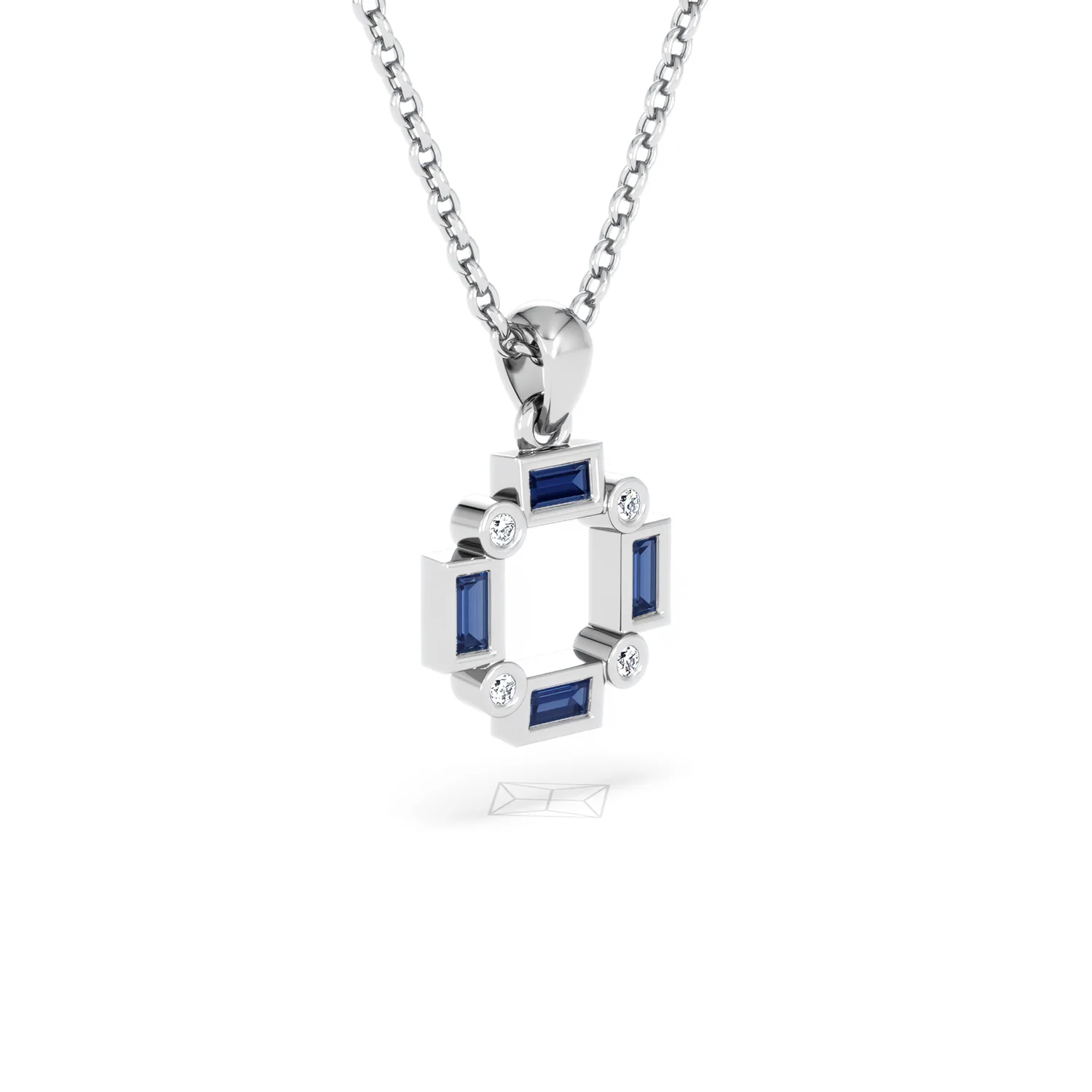 Forme 0.40ct Baguette Cut Lab Sapphire Pendant Necklace in Sterling Silver - Image 16