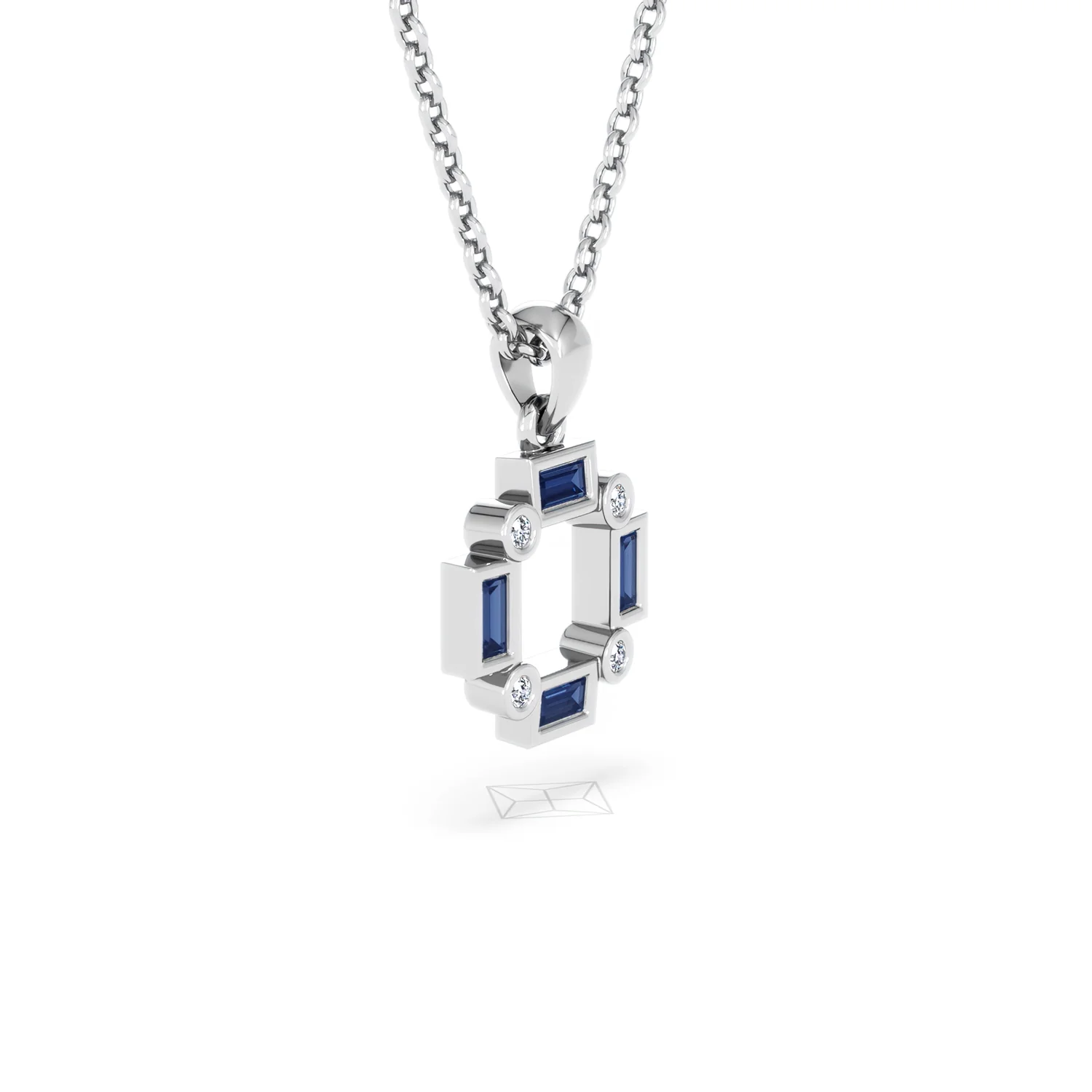 Forme 0.40ct Baguette Cut Lab Sapphire Pendant Necklace in Sterling Silver - Image 19