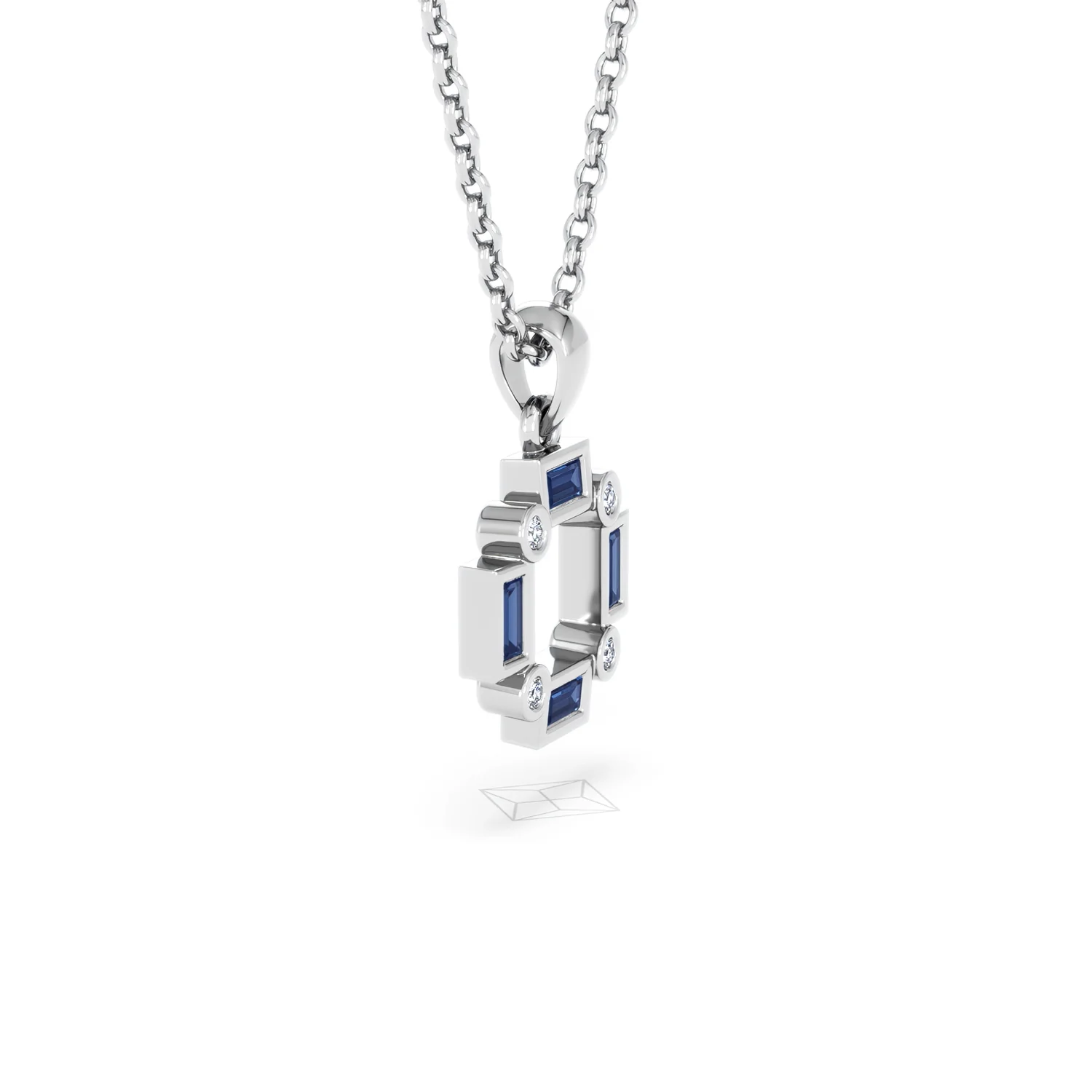 Forme 0.40ct Baguette Cut Lab Sapphire Pendant Necklace in Sterling Silver - Image 21