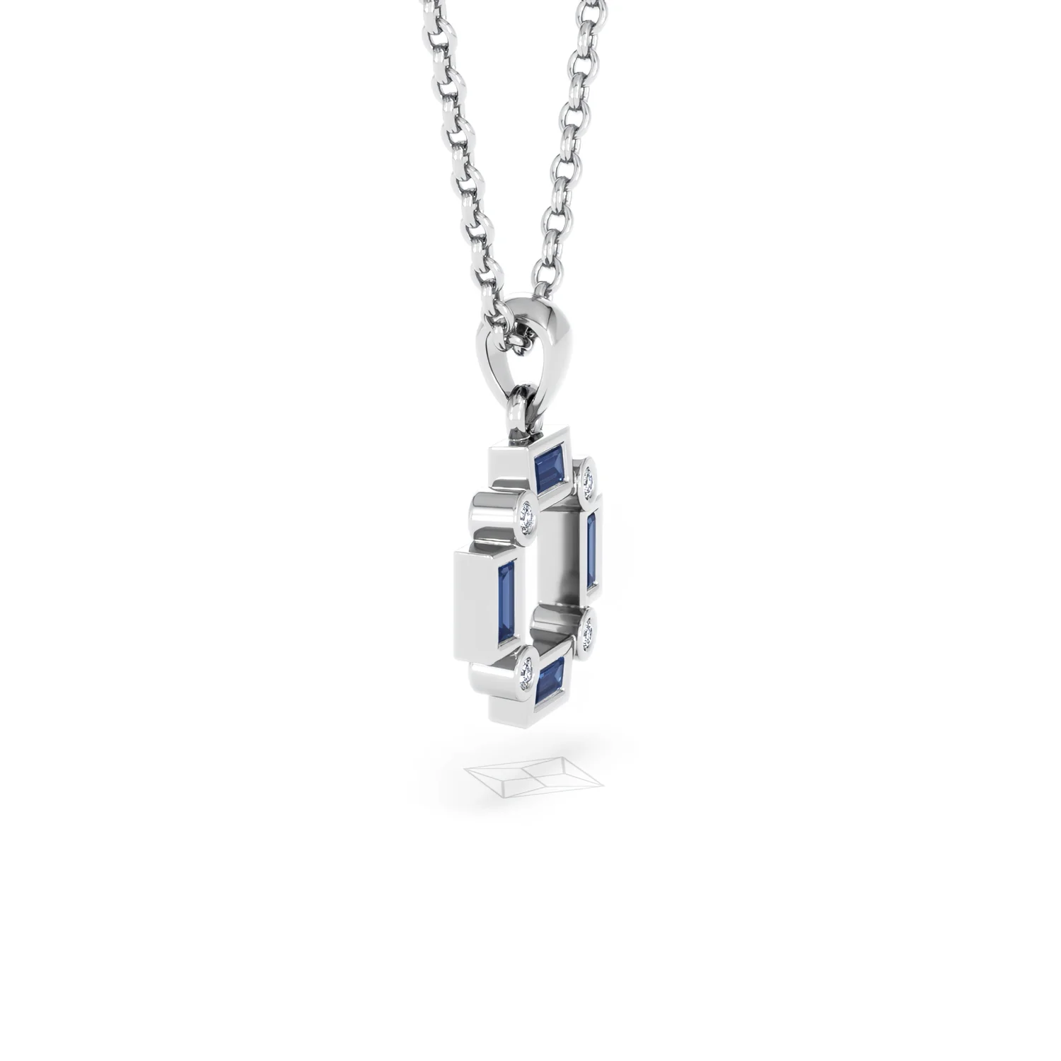Forme 0.40ct Baguette Cut Lab Sapphire Pendant Necklace in Sterling Silver - Image 22
