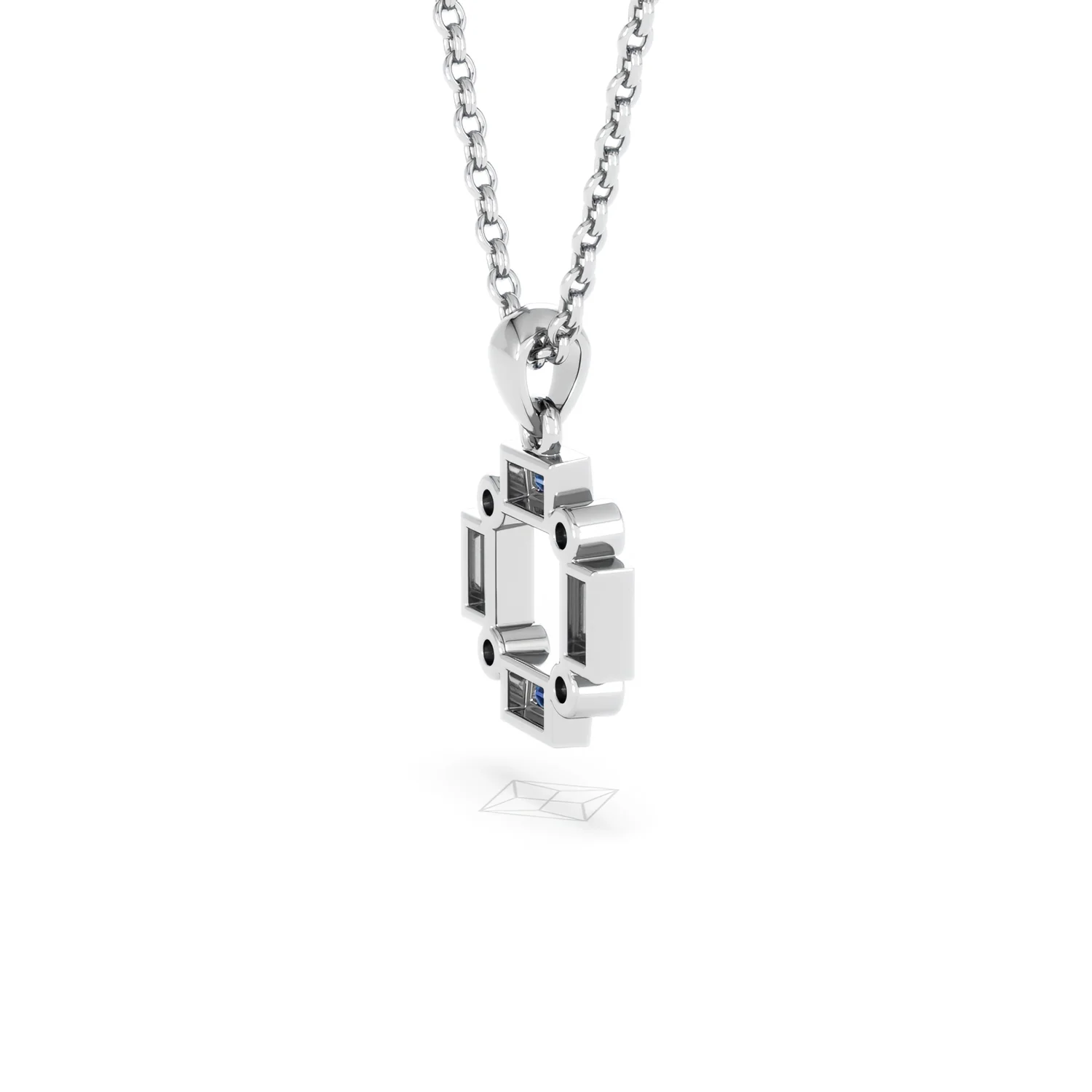 Forme 0.40ct Baguette Cut Lab Sapphire Pendant Necklace in Sterling Silver - Image 33