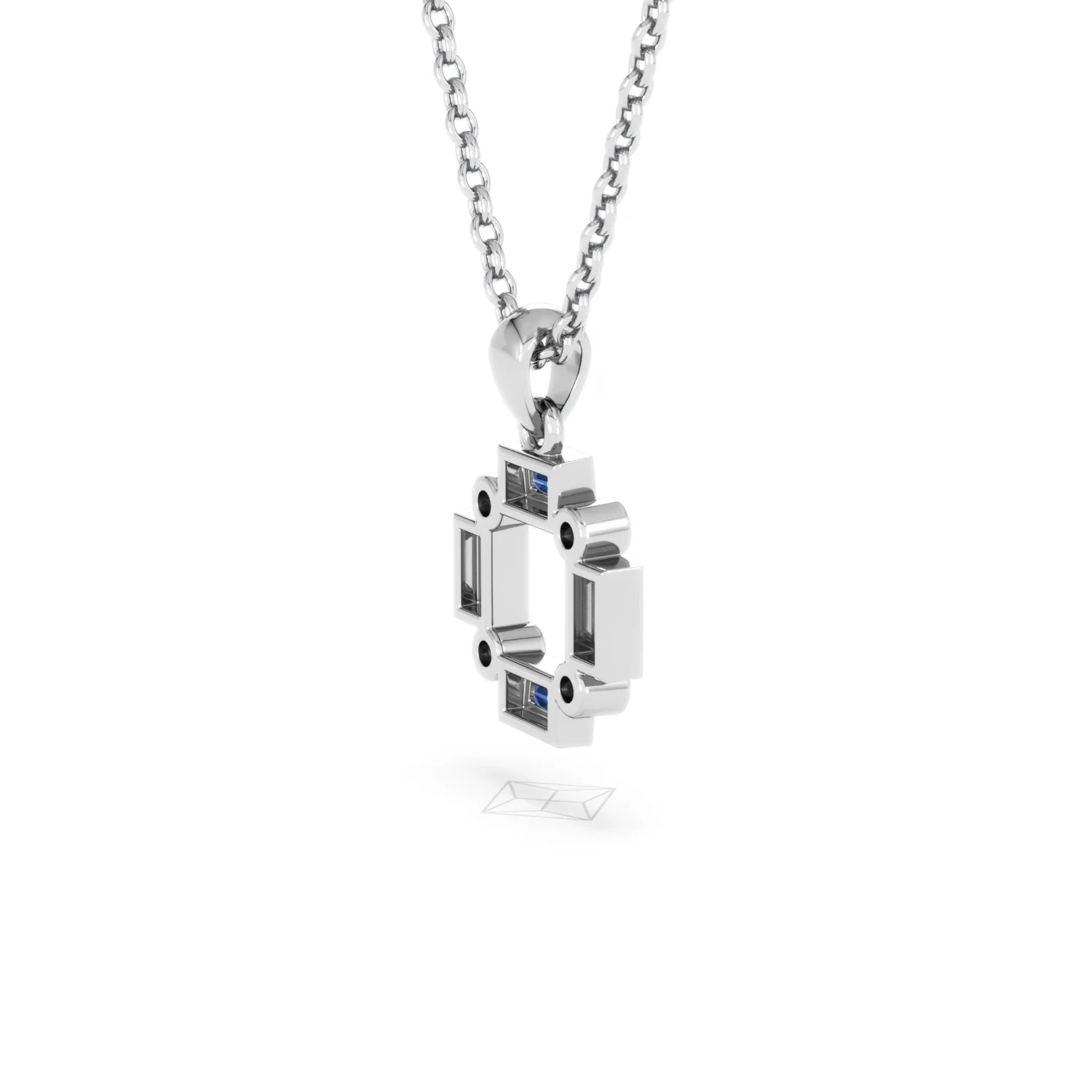 Forme 0.40ct Baguette Cut Lab Sapphire Pendant Necklace in Sterling Silver - Image 34