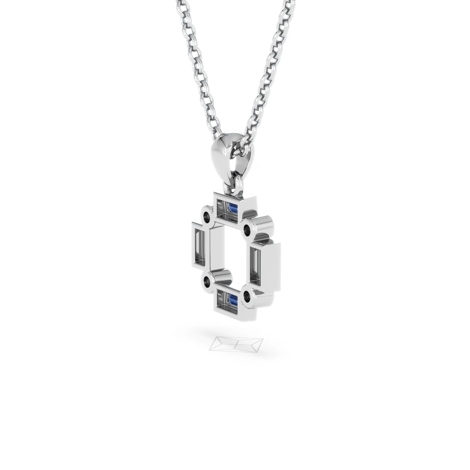 Forme 0.40ct Baguette Cut Lab Sapphire Pendant Necklace in Sterling Silver - Image 35