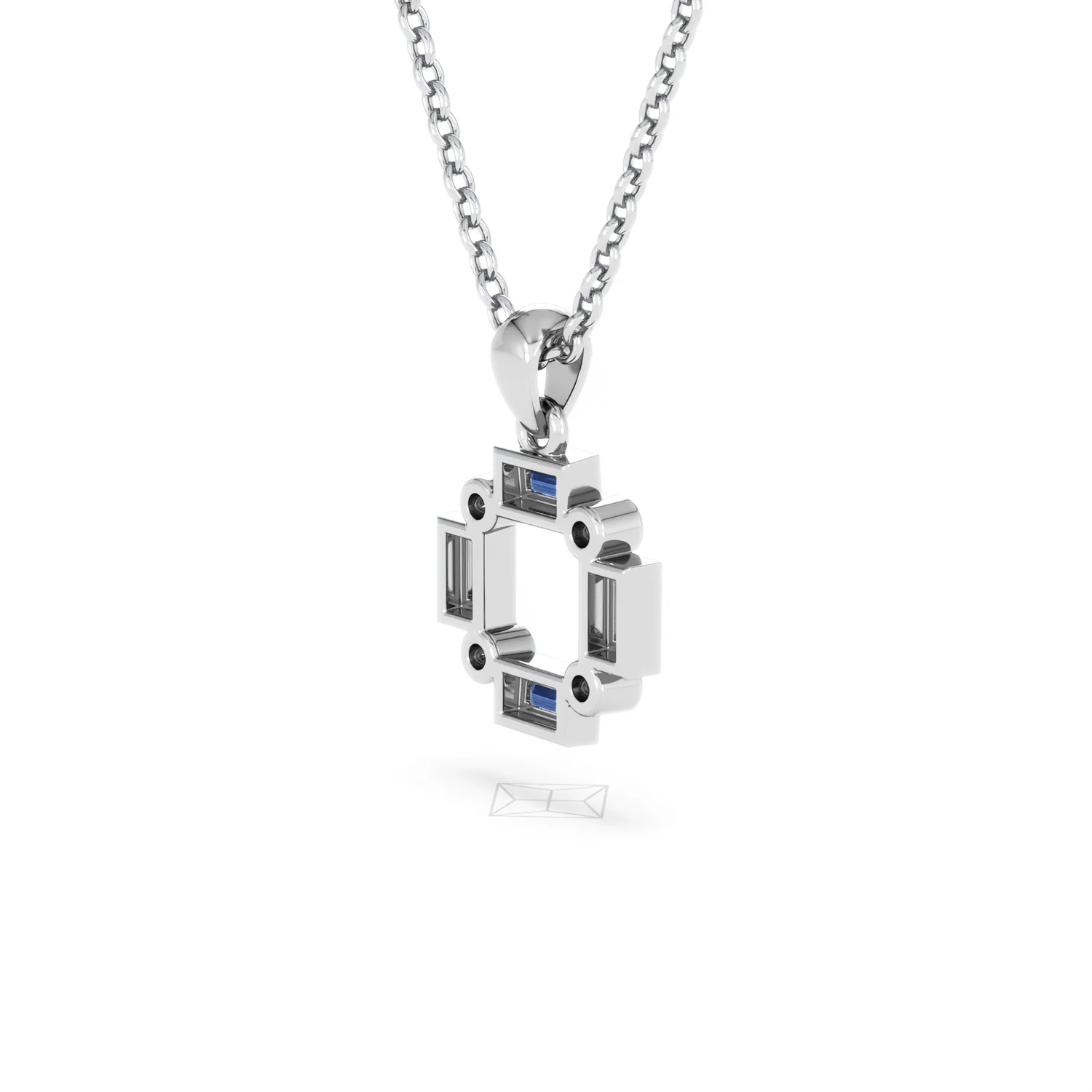 Forme 0.40ct Baguette Cut Lab Sapphire Pendant Necklace in Sterling Silver - Image 36