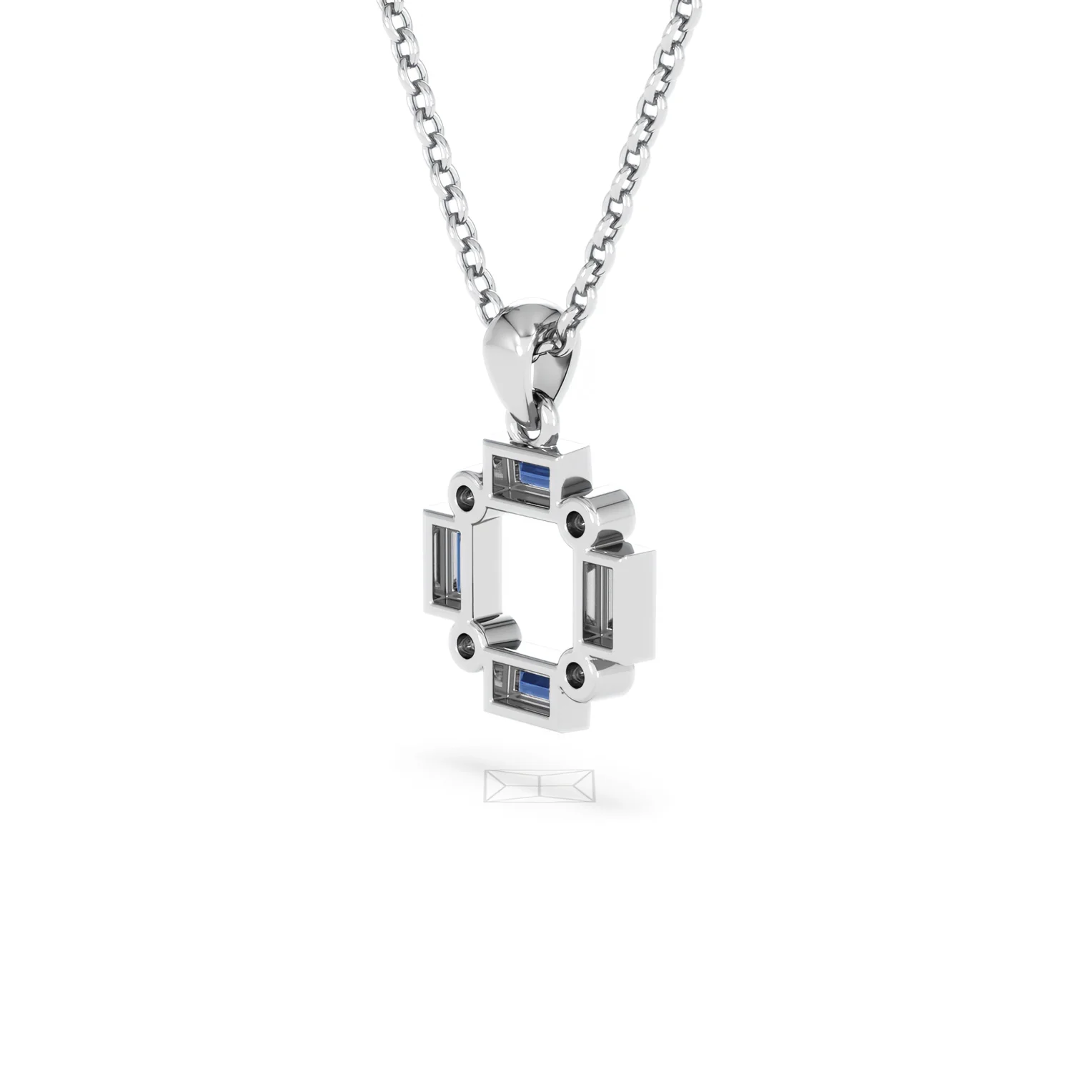 Forme 0.40ct Baguette Cut Lab Sapphire Pendant Necklace in Sterling Silver - Image 37
