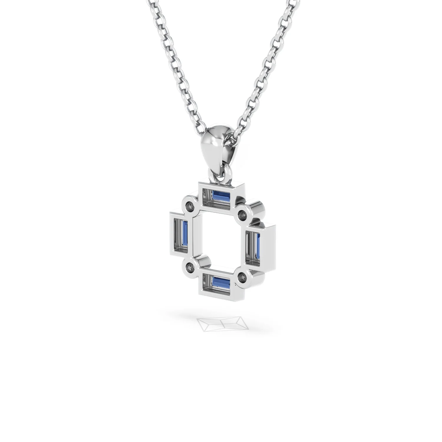 Forme 0.40ct Baguette Cut Lab Sapphire Pendant Necklace in Sterling Silver - Image 39