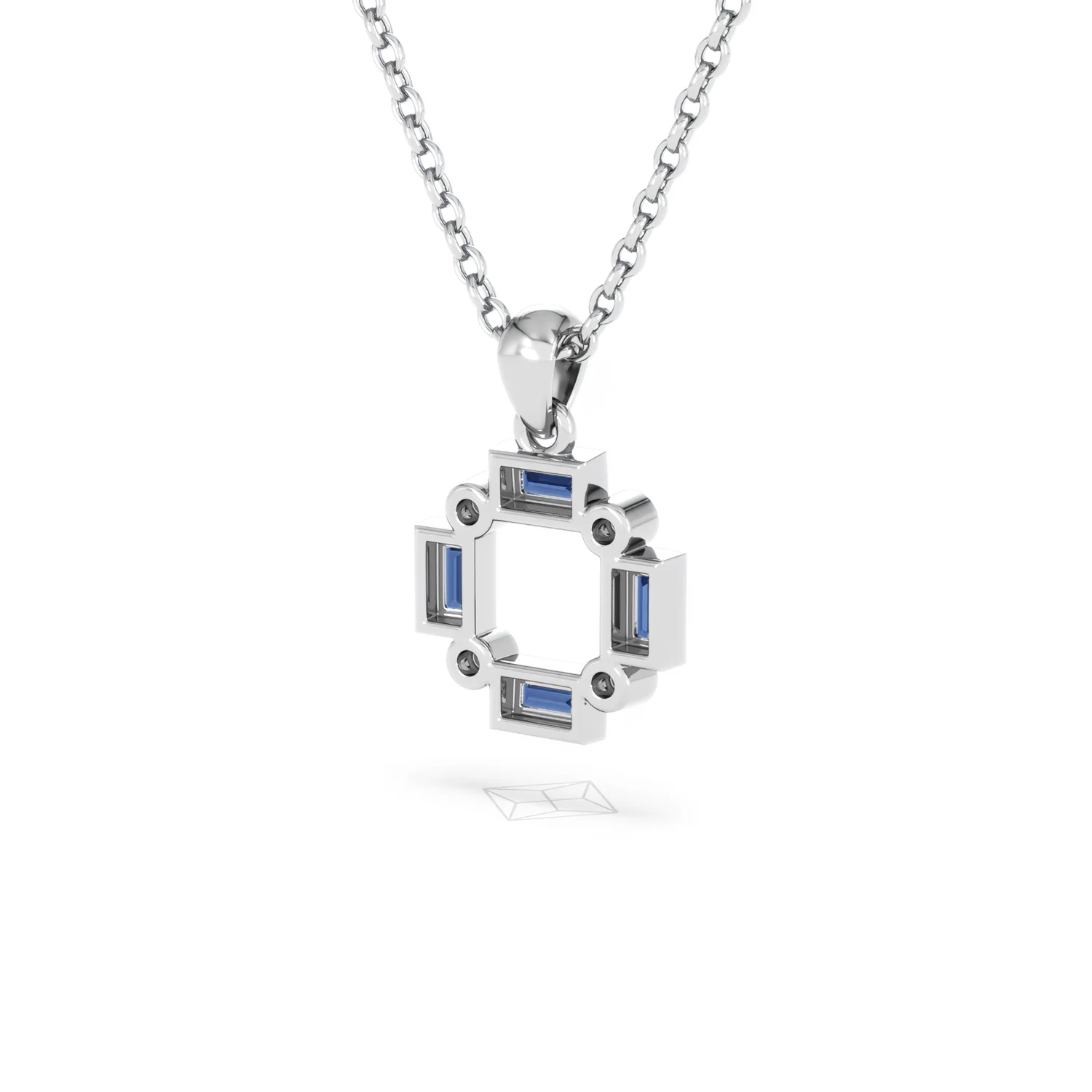 Forme 0.40ct Baguette Cut Lab Sapphire Pendant Necklace in Sterling Silver - Image 40