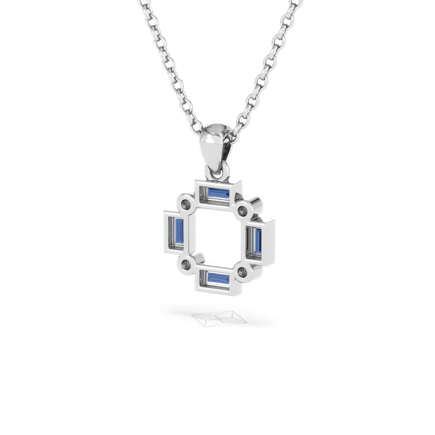 Forme 0.40ct Baguette Cut Lab Sapphire Pendant Necklace in Sterling Silver - Image 41