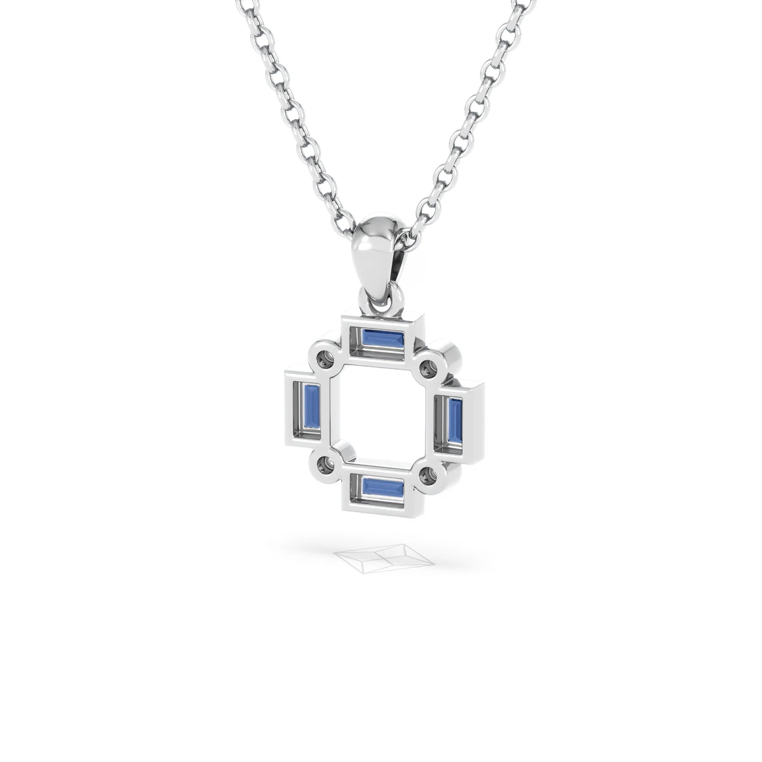 Forme 0.40ct Baguette Cut Lab Sapphire Pendant Necklace in Sterling Silver - Image 42