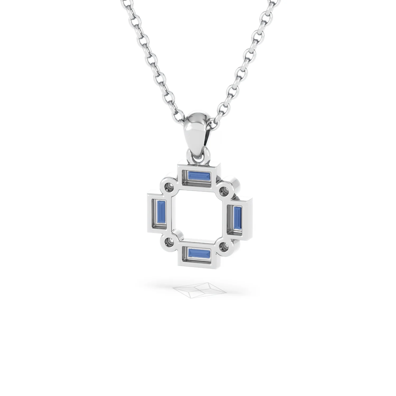 Forme 0.40ct Baguette Cut Lab Sapphire Pendant Necklace in Sterling Silver - Image 43