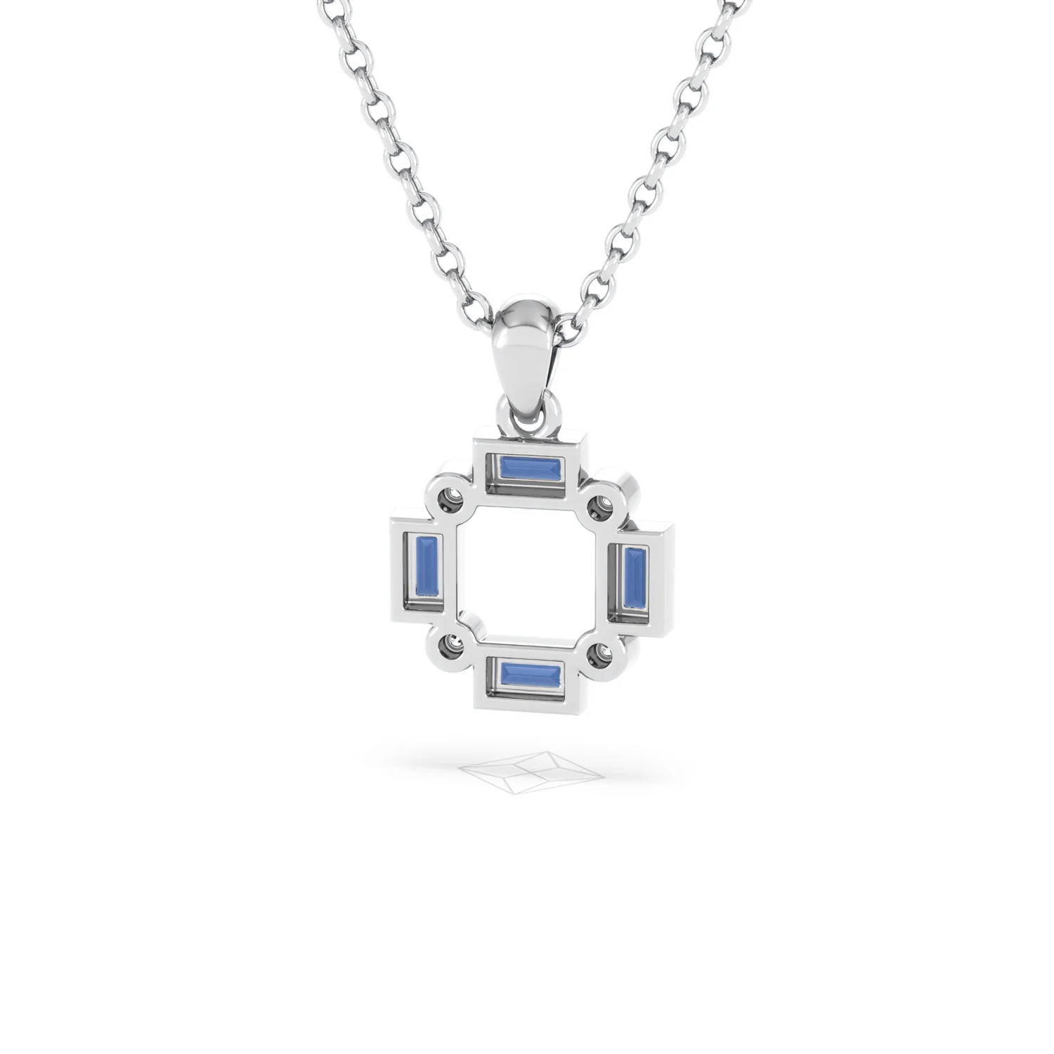Forme 0.40ct Baguette Cut Lab Sapphire Pendant Necklace in Sterling Silver - Image 44