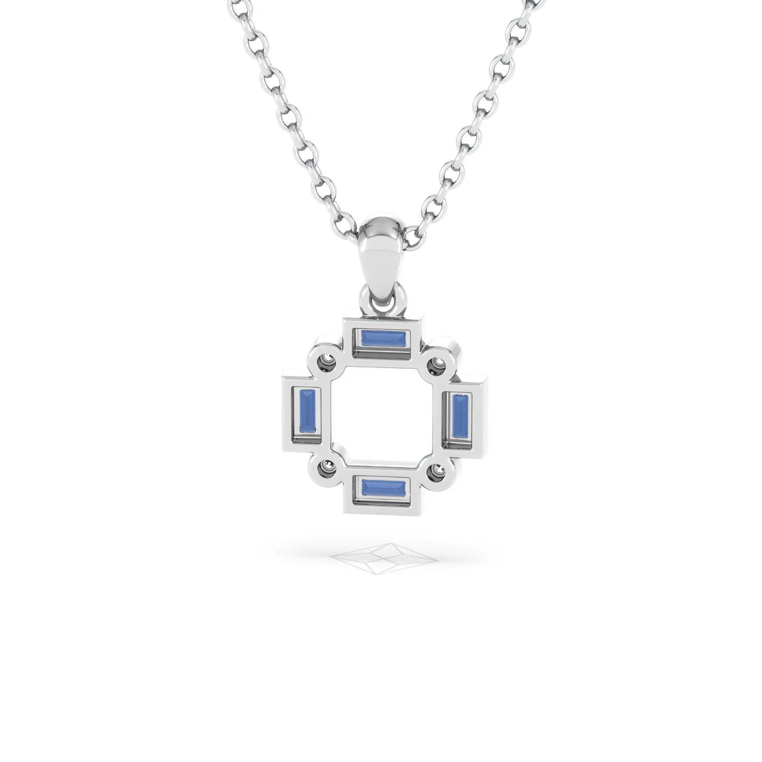 Forme 0.40ct Baguette Cut Lab Sapphire Pendant Necklace in Sterling Silver - Image 45