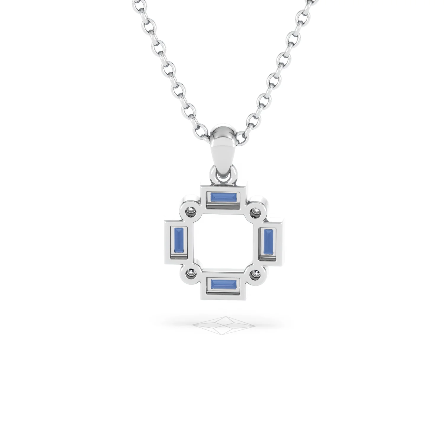 Forme 0.40ct Baguette Cut Lab Sapphire Pendant Necklace in Sterling Silver - Image 46