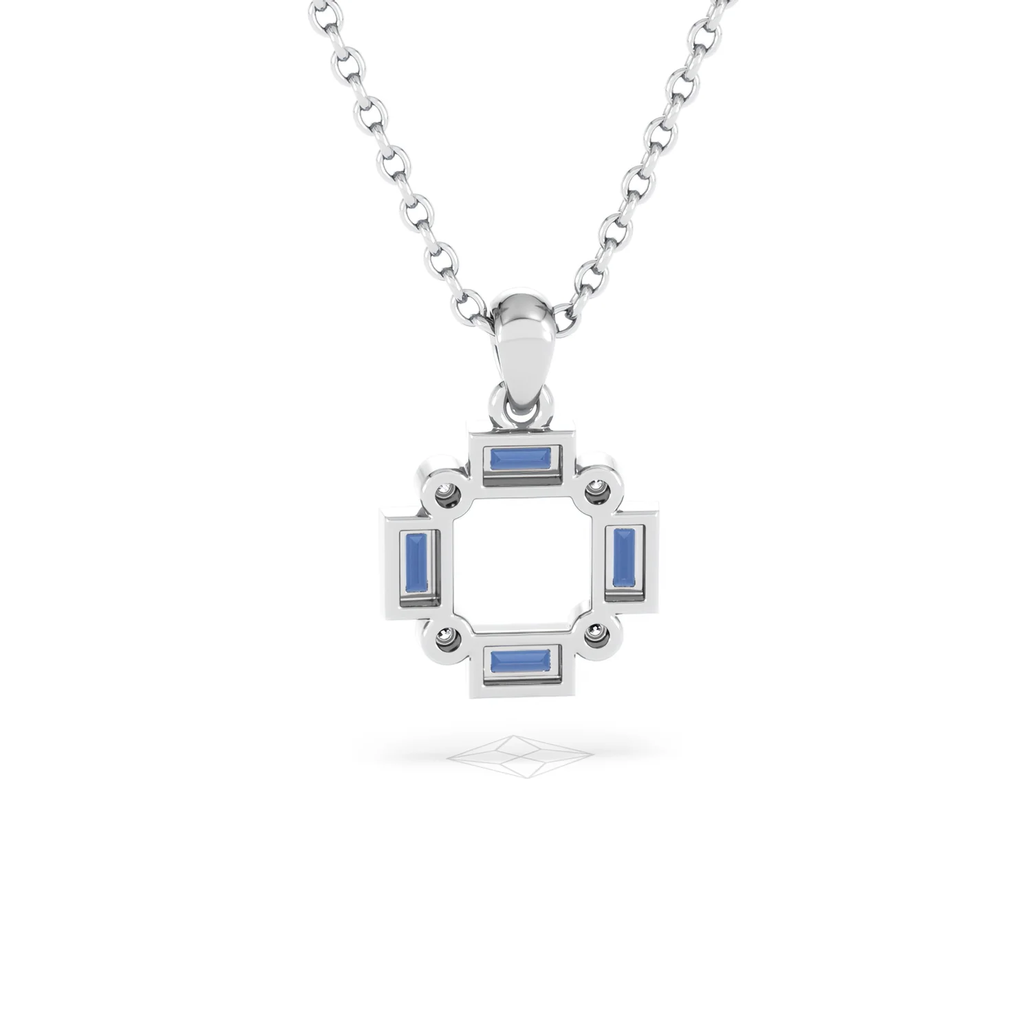 Forme 0.40ct Baguette Cut Lab Sapphire Pendant Necklace in Sterling Silver - Image 48
