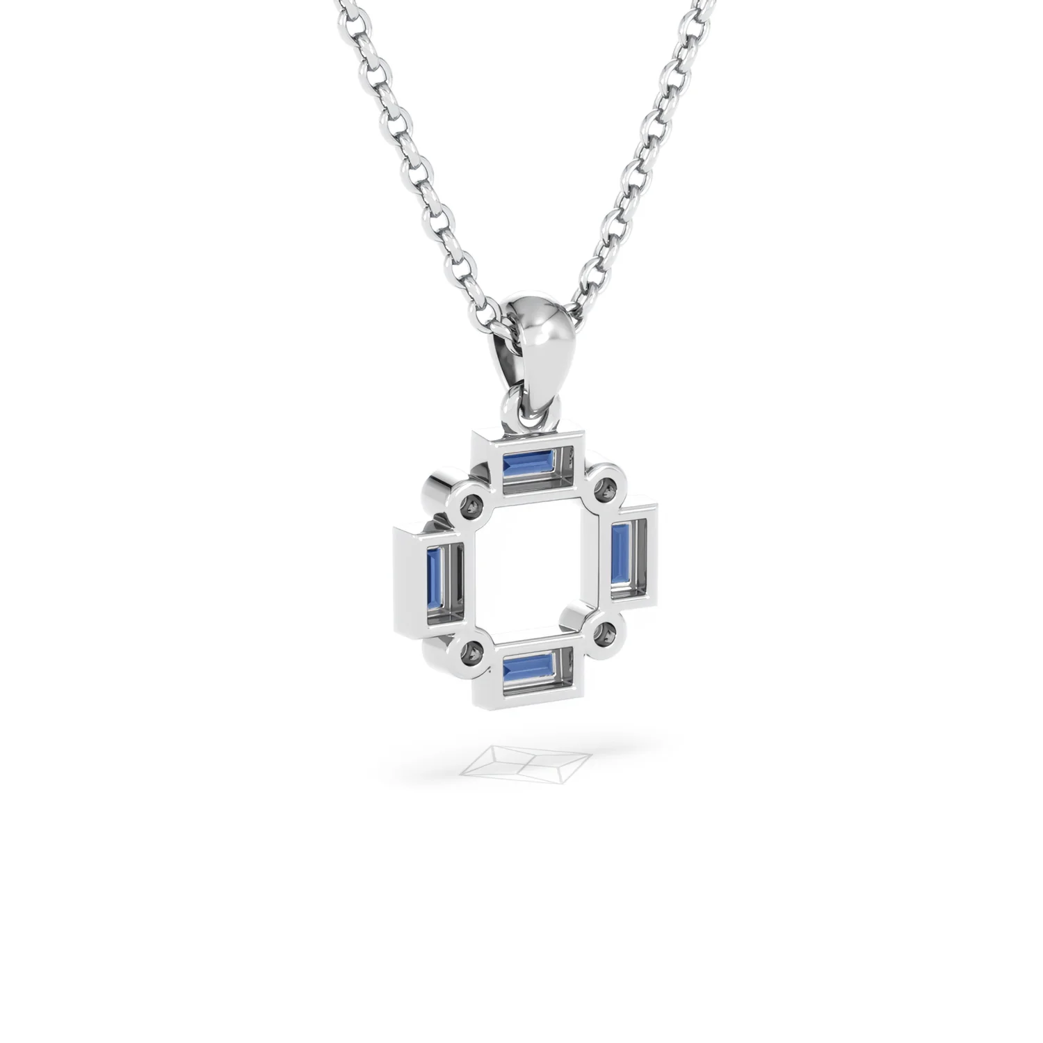 Forme 0.40ct Baguette Cut Lab Sapphire Pendant Necklace in Sterling Silver - Image 53