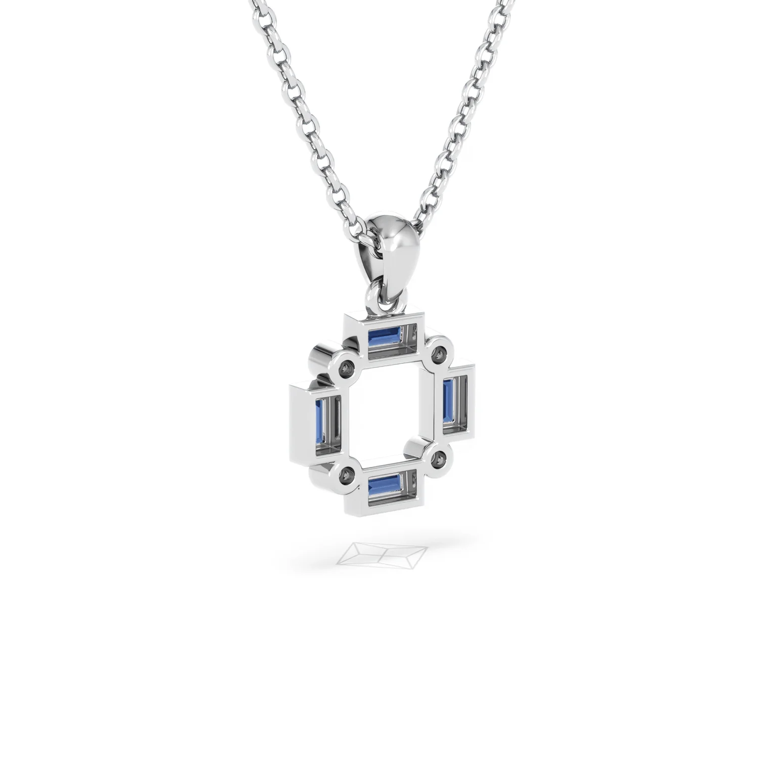Forme 0.40ct Baguette Cut Lab Sapphire Pendant Necklace in Sterling Silver - Image 54