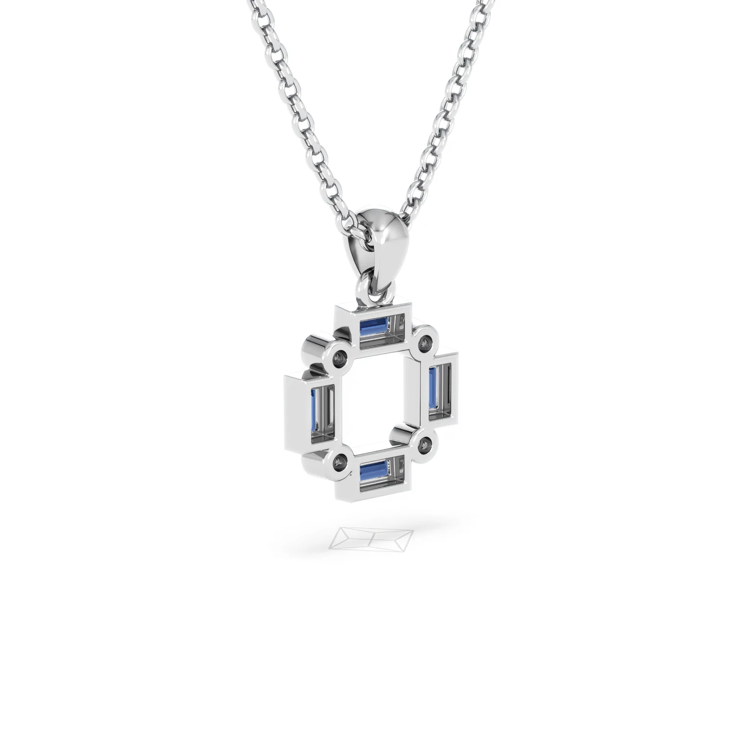 Forme 0.40ct Baguette Cut Lab Sapphire Pendant Necklace in Sterling Silver - Image 55