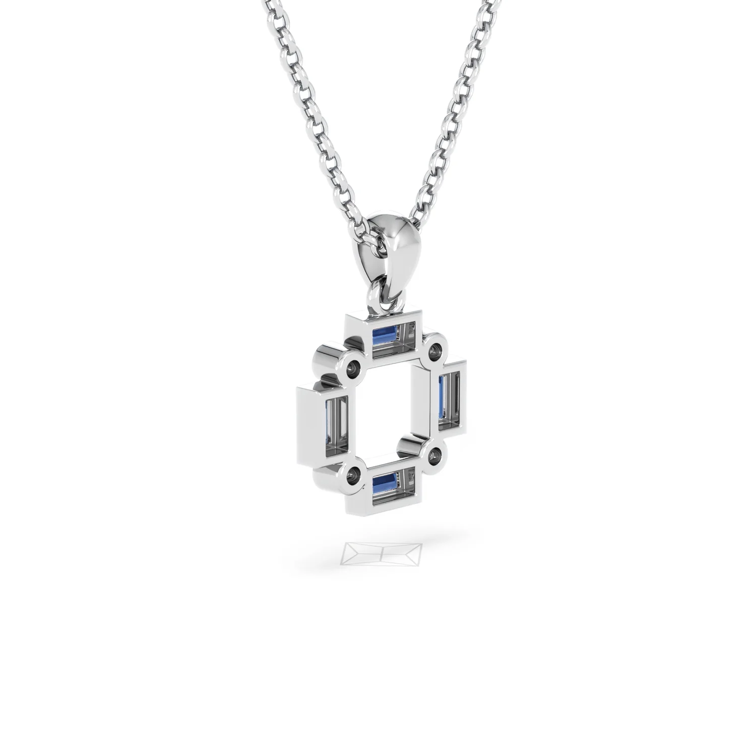Forme 0.40ct Baguette Cut Lab Sapphire Pendant Necklace in Sterling Silver - Image 56