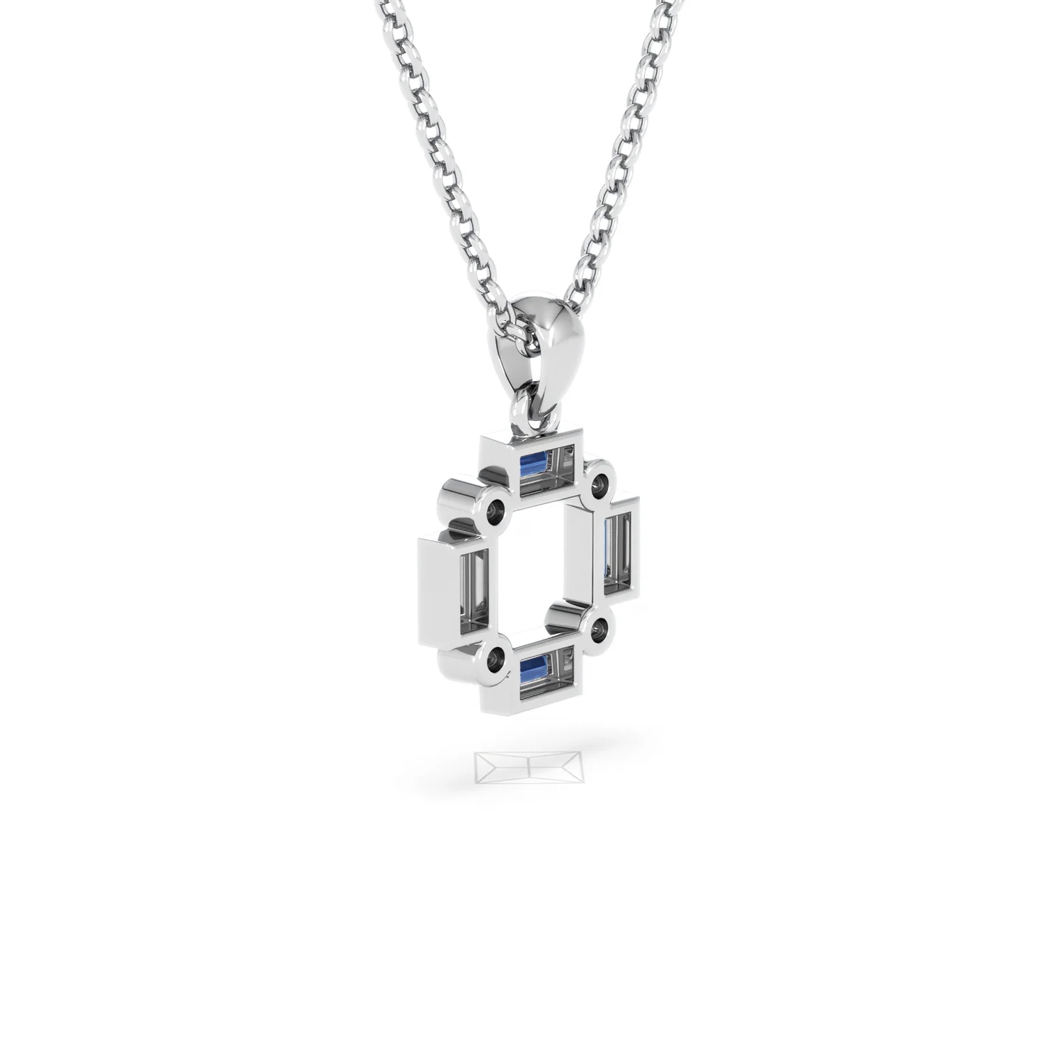 Forme 0.40ct Baguette Cut Lab Sapphire Pendant Necklace in Sterling Silver - Image 57