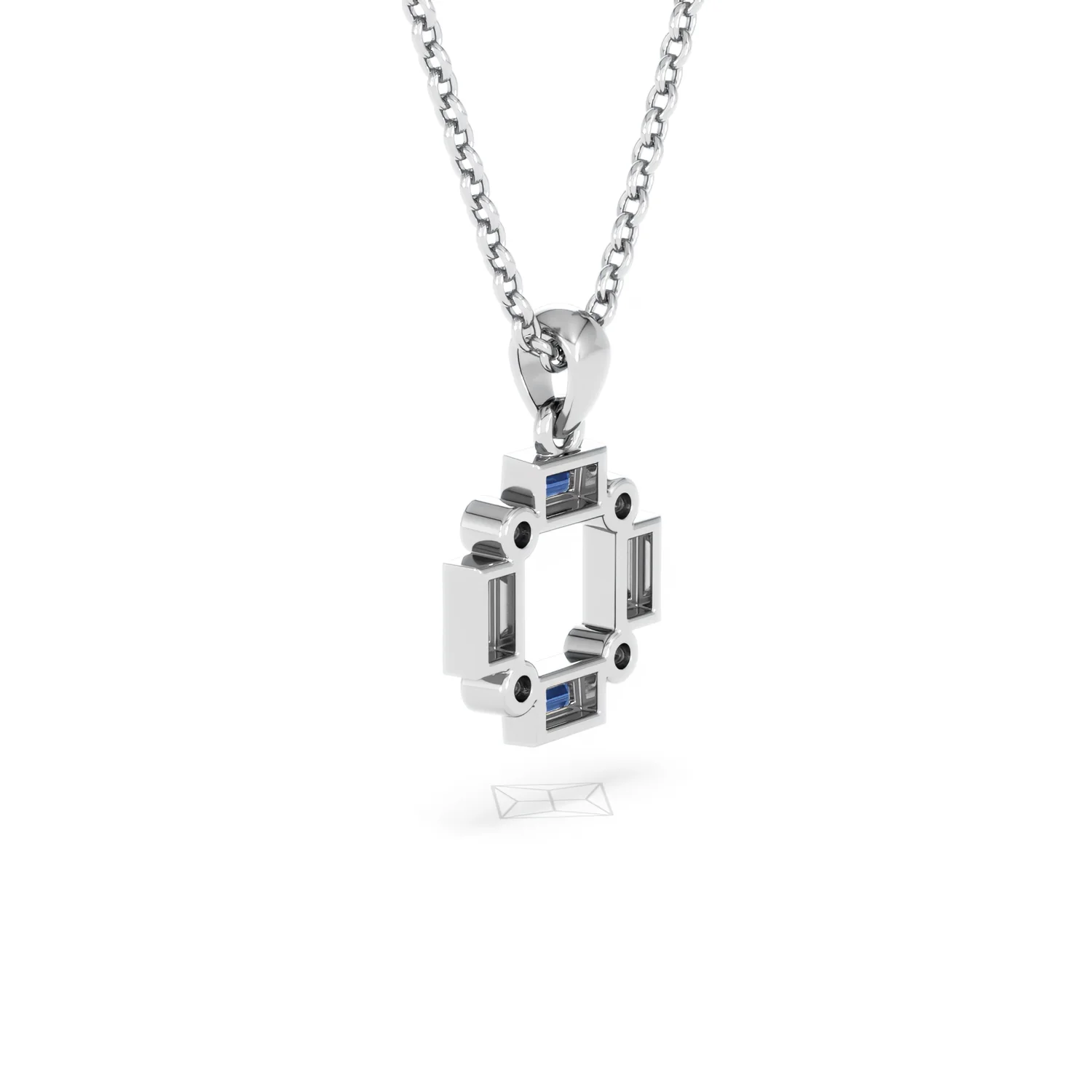 Forme 0.40ct Baguette Cut Lab Sapphire Pendant Necklace in Sterling Silver - Image 58