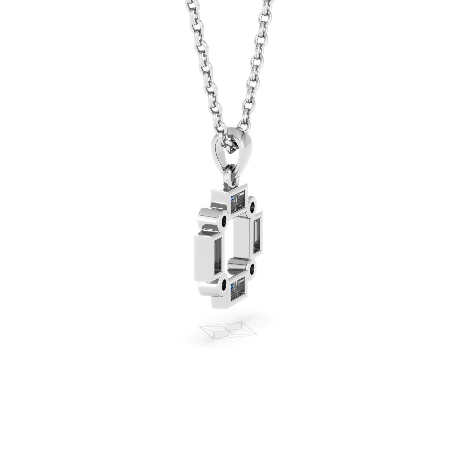 Forme 0.40ct Baguette Cut Lab Sapphire Pendant Necklace in Sterling Silver - Image 61