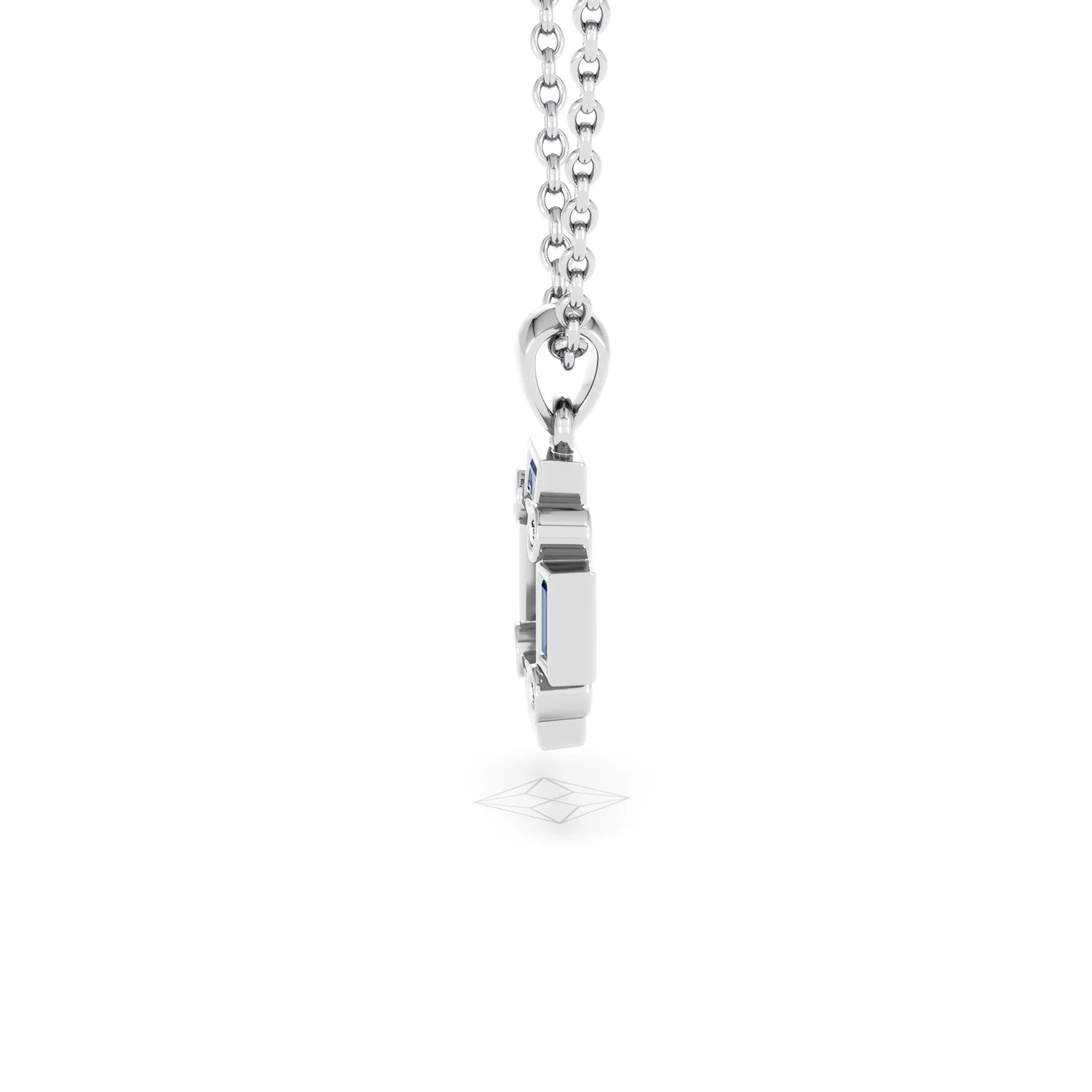 Forme 0.40ct Baguette Cut Lab Sapphire Pendant Necklace in Sterling Silver - Image 68