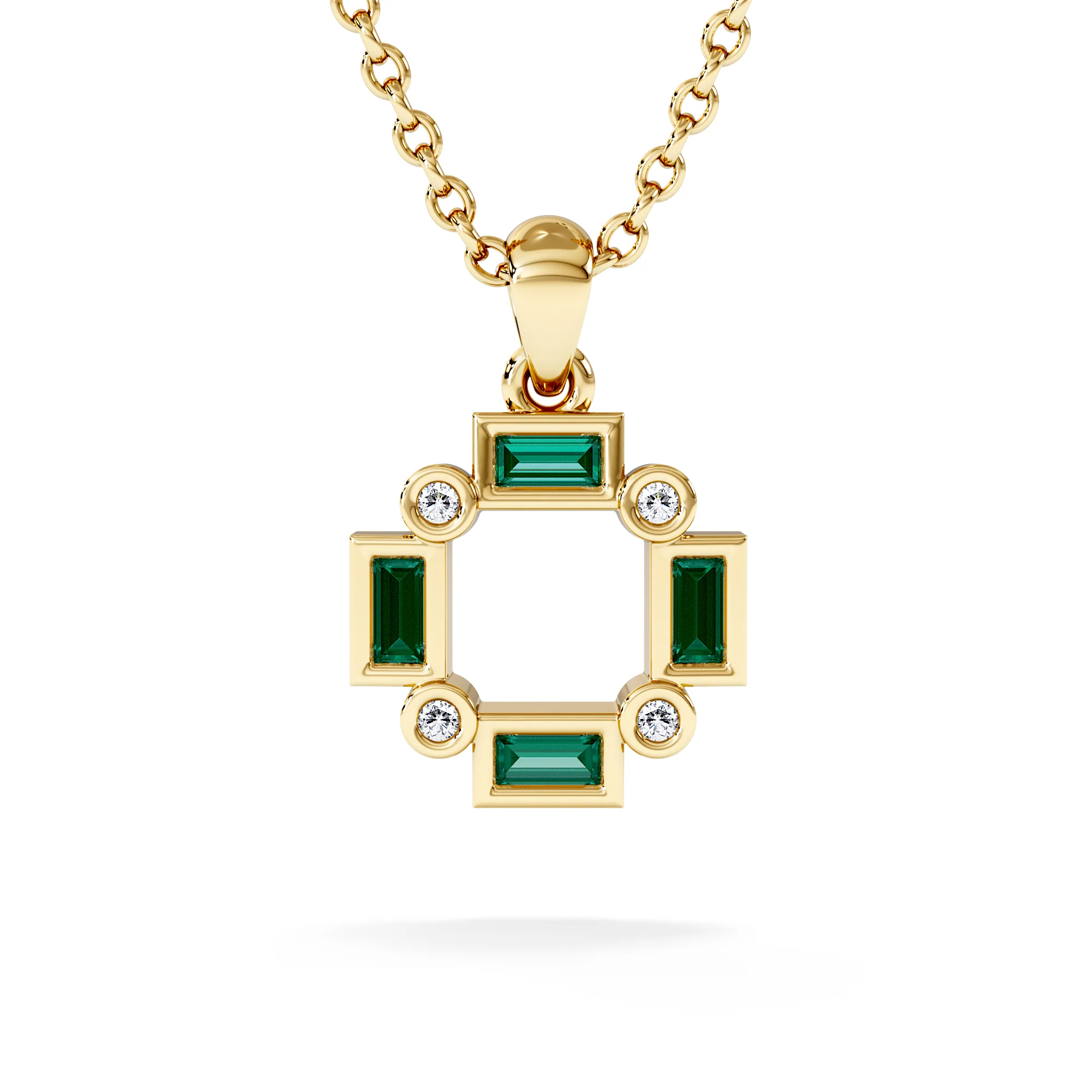 Forme 0.48ct Baguette Cut Lab Emerald Pendant Necklace in 18K Gold Vermeil