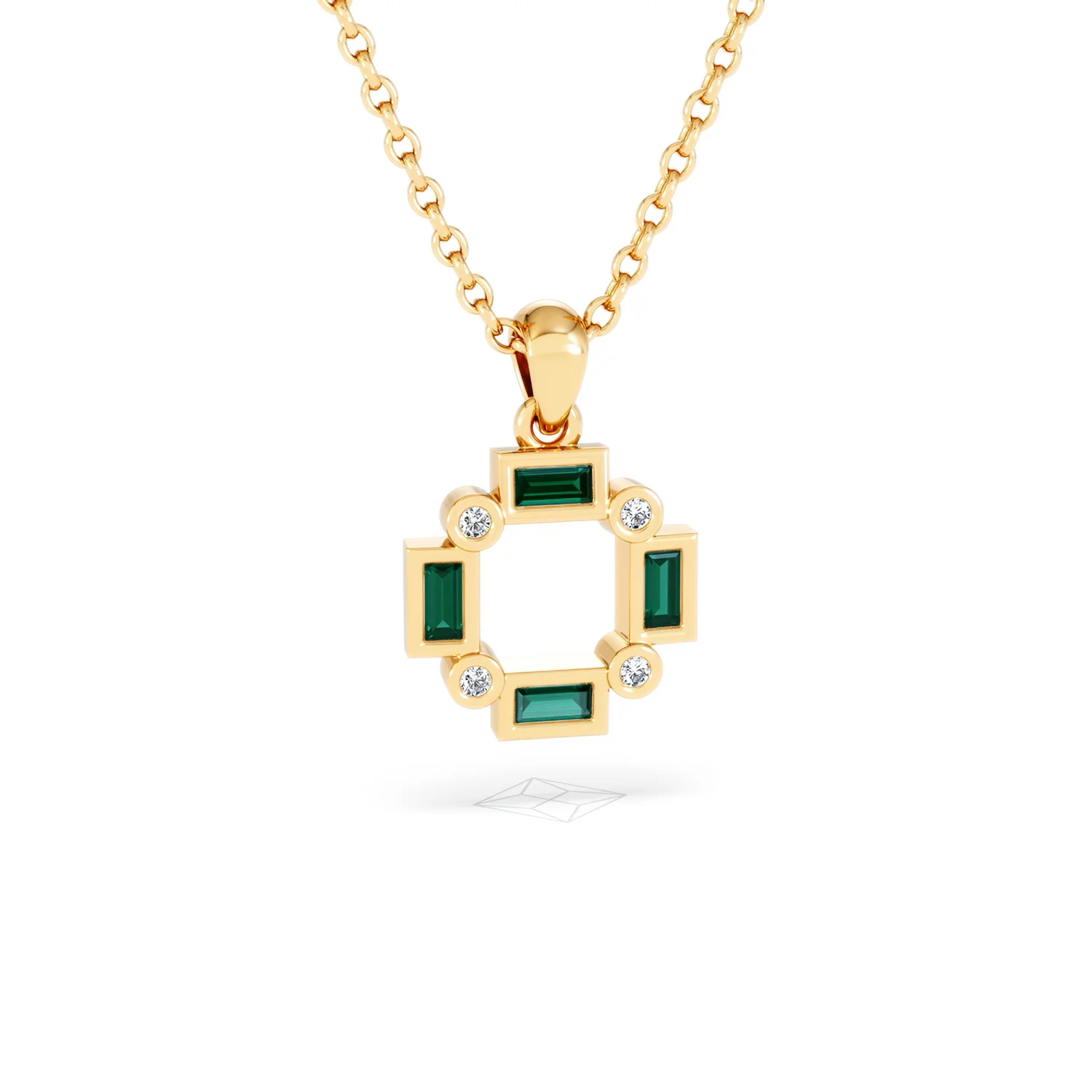 Forme 0.48ct Baguette Cut Lab Emerald Pendant Necklace in 18K Gold Vermeil - Image 10