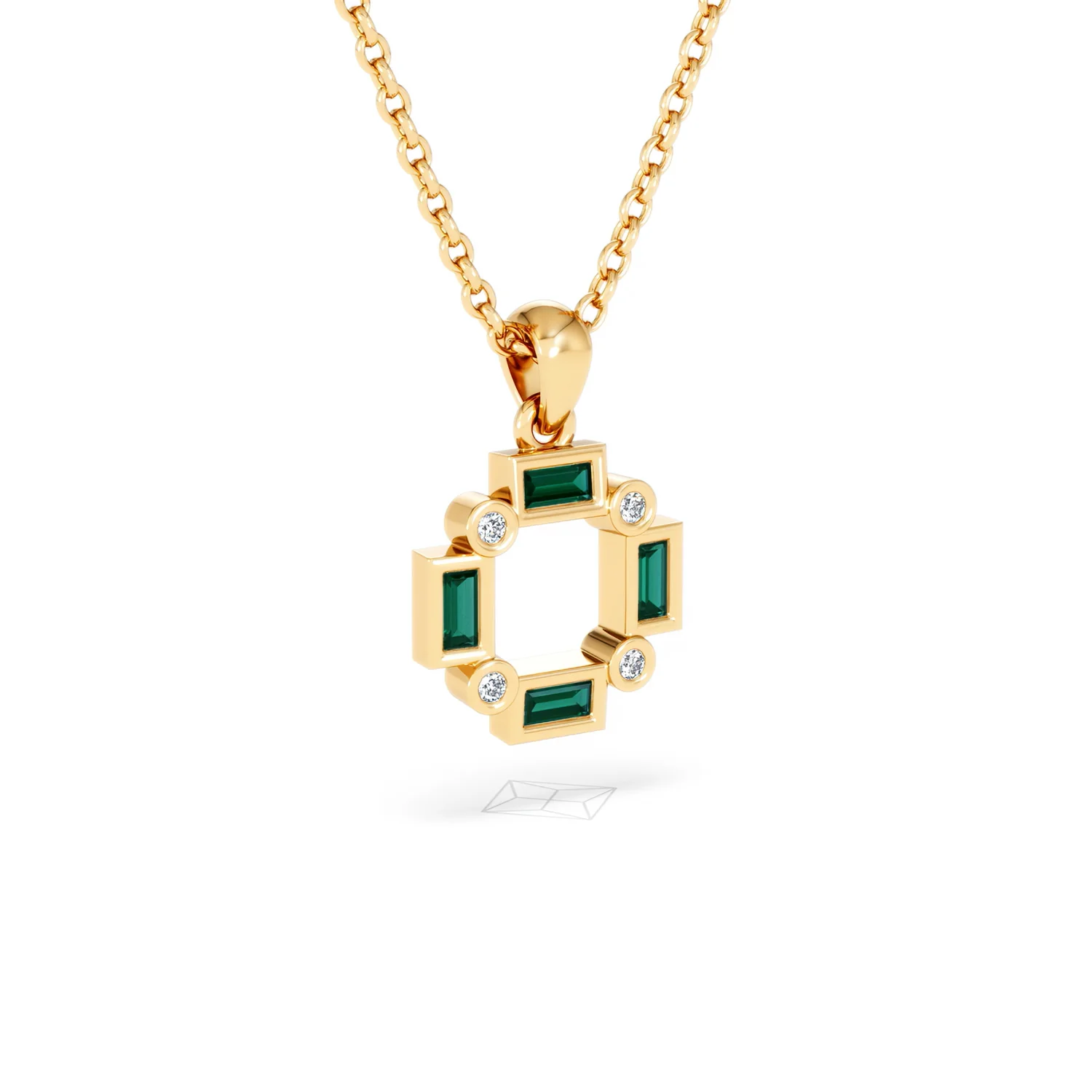 Forme 0.48ct Baguette Cut Lab Emerald Pendant Necklace in 18K Gold Vermeil - Image 14