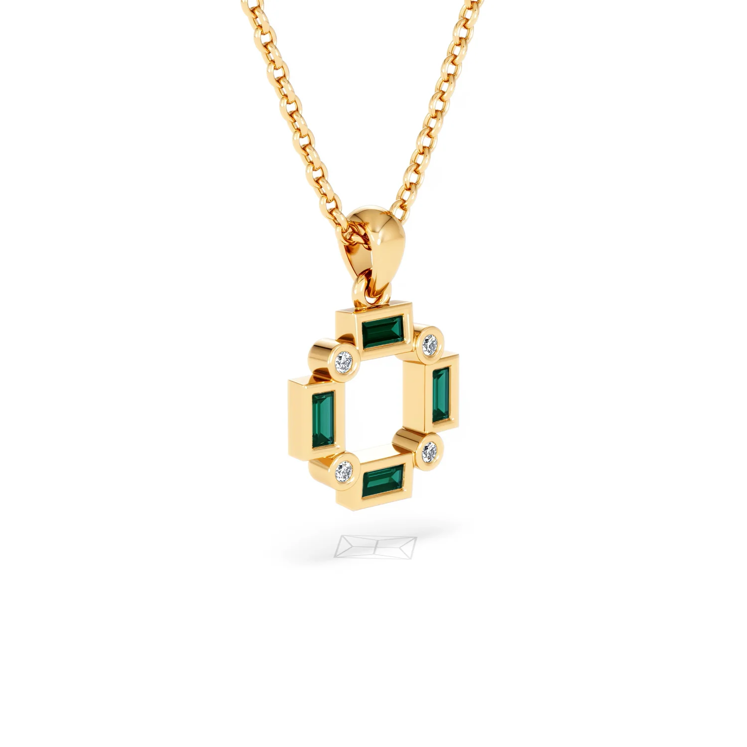 Forme 0.48ct Baguette Cut Lab Emerald Pendant Necklace in 18K Gold Vermeil - Image 16