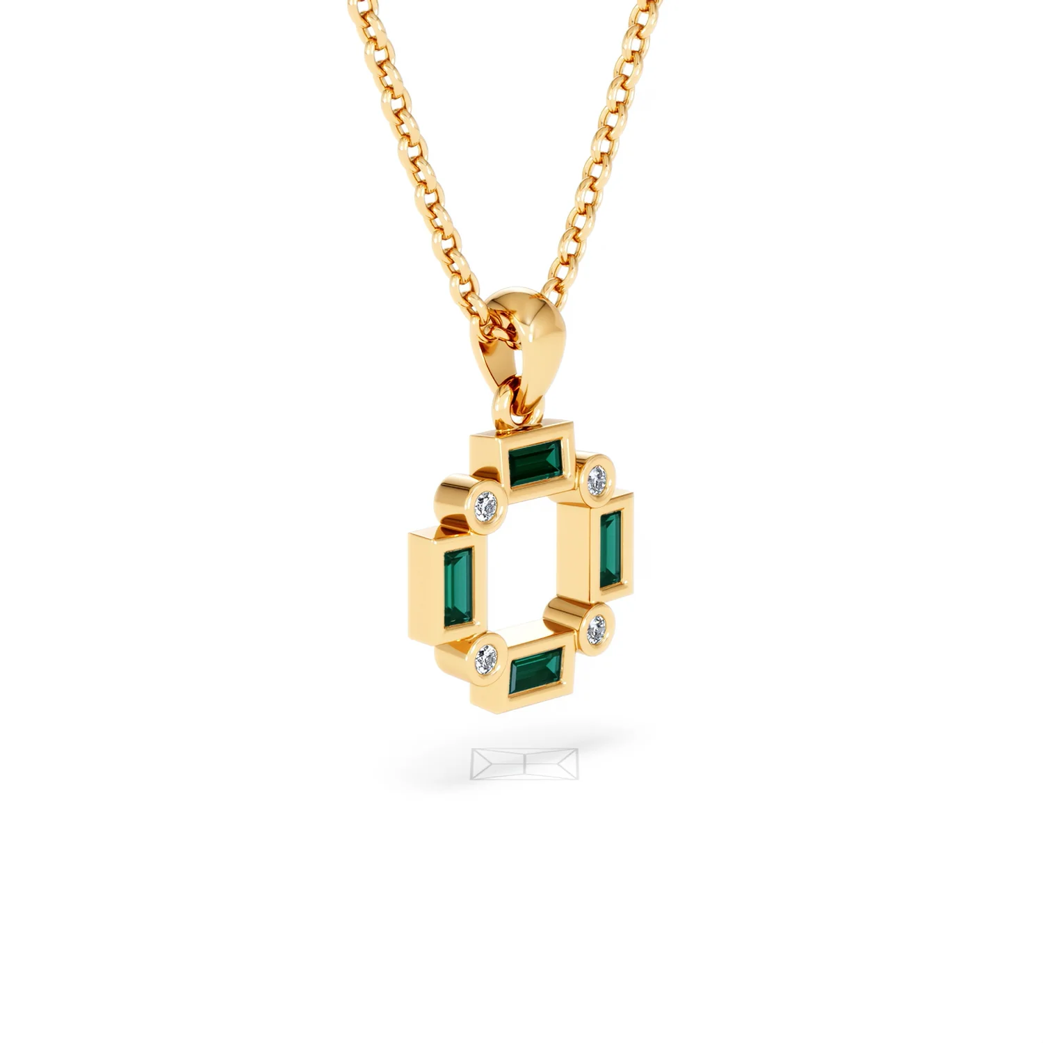 Forme 0.48ct Baguette Cut Lab Emerald Pendant Necklace in 18K Gold Vermeil - Image 17