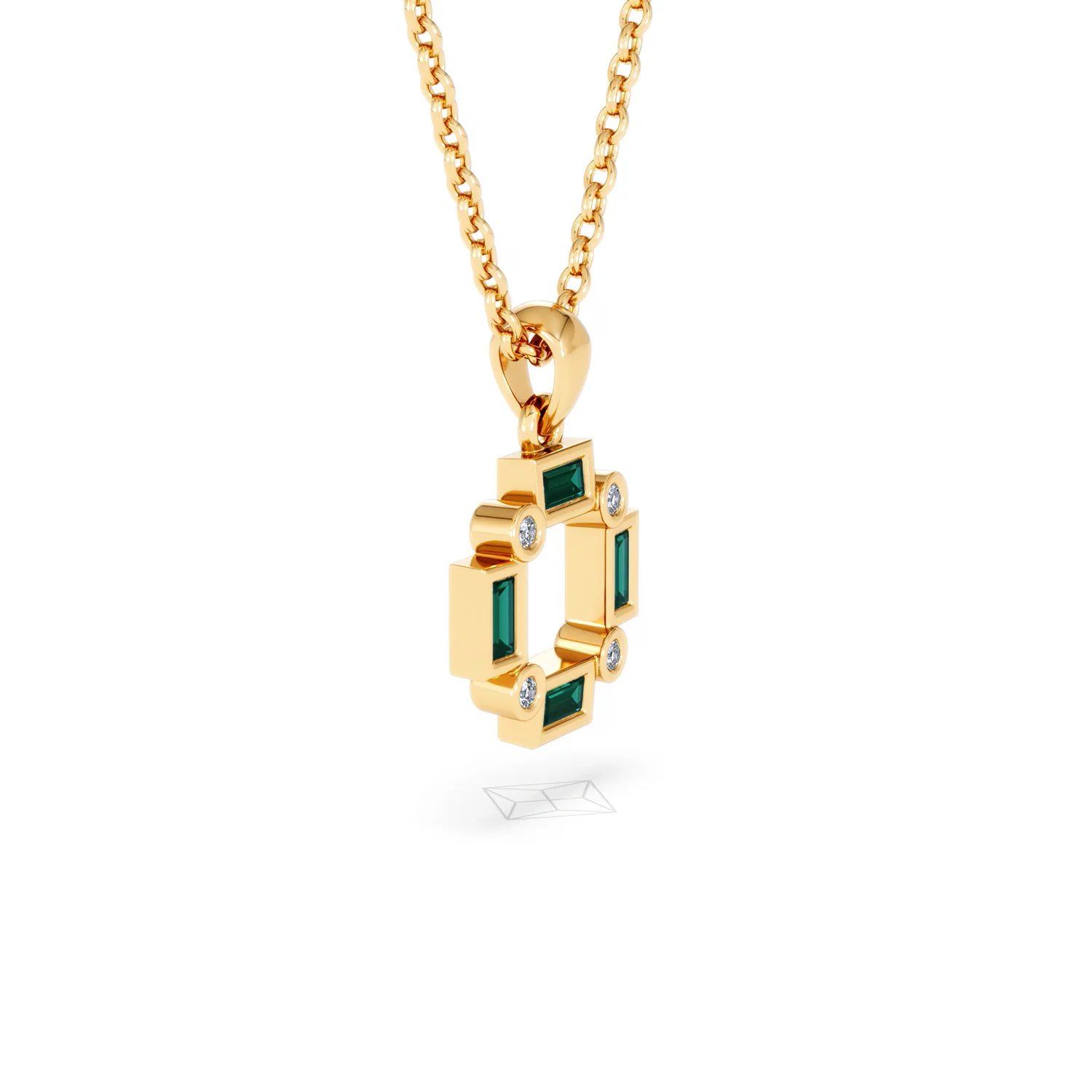 Forme 0.48ct Baguette Cut Lab Emerald Pendant Necklace in 18K Gold Vermeil - Image 20