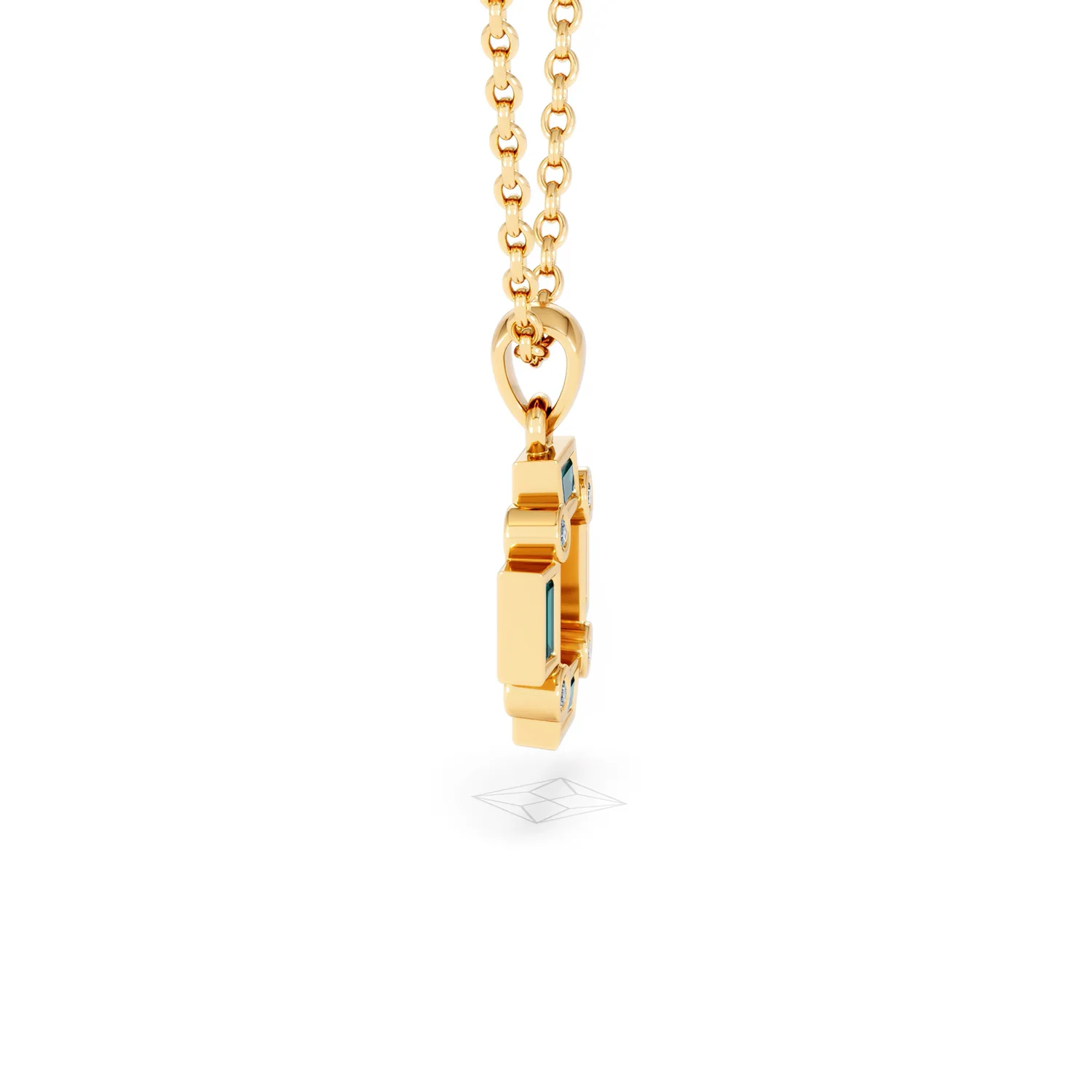 Forme 0.48ct Baguette Cut Lab Emerald Pendant Necklace in 18K Gold Vermeil - Image 25
