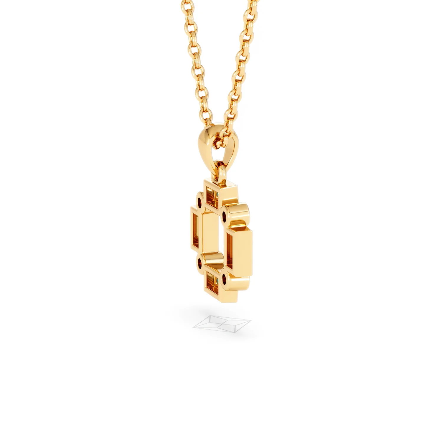 Forme 0.48ct Baguette Cut Lab Emerald Pendant Necklace in 18K Gold Vermeil - Image 32