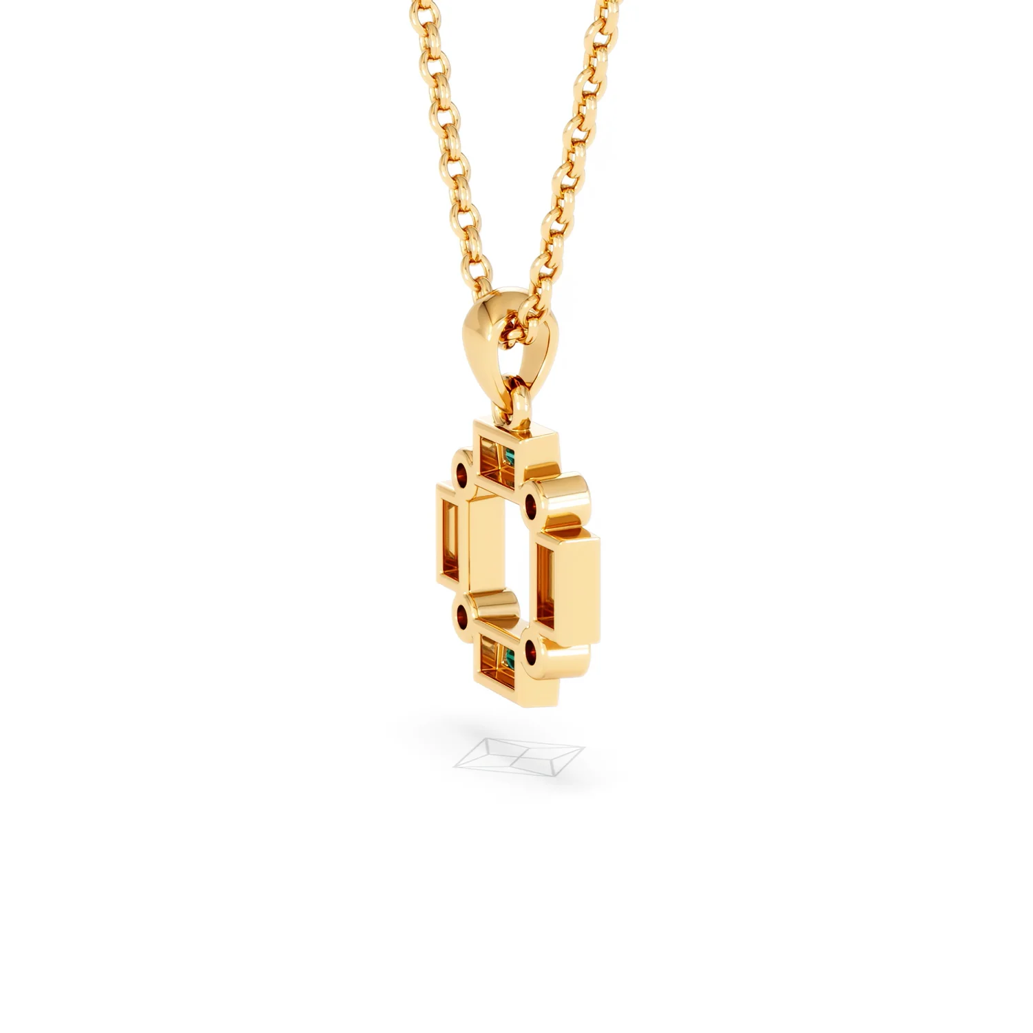 Forme 0.48ct Baguette Cut Lab Emerald Pendant Necklace in 18K Gold Vermeil - Image 33