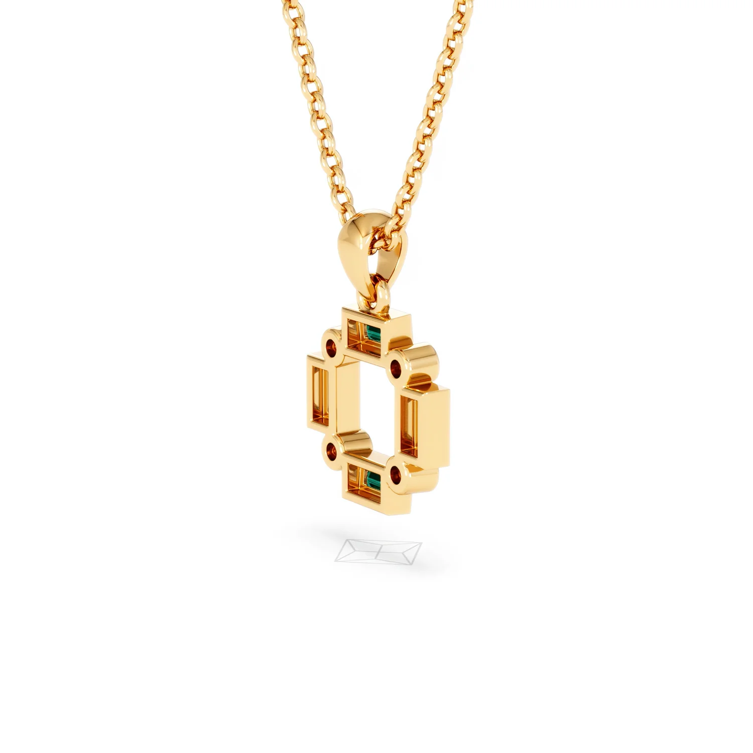Forme 0.48ct Baguette Cut Lab Emerald Pendant Necklace in 18K Gold Vermeil - Image 35