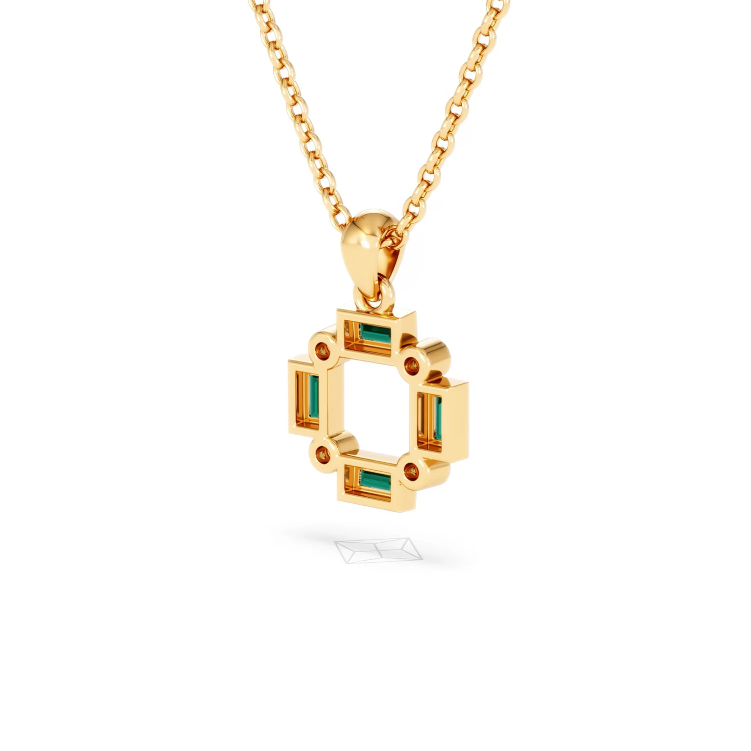 Forme 0.48ct Baguette Cut Lab Emerald Pendant Necklace in 18K Gold Vermeil - Image 39