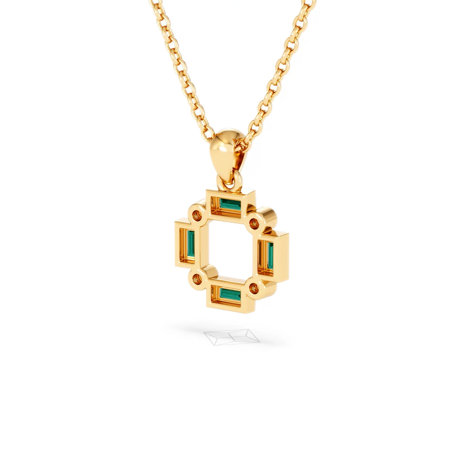 Forme 0.48ct Baguette Cut Lab Emerald Pendant Necklace in 18K Gold Vermeil - Image 40