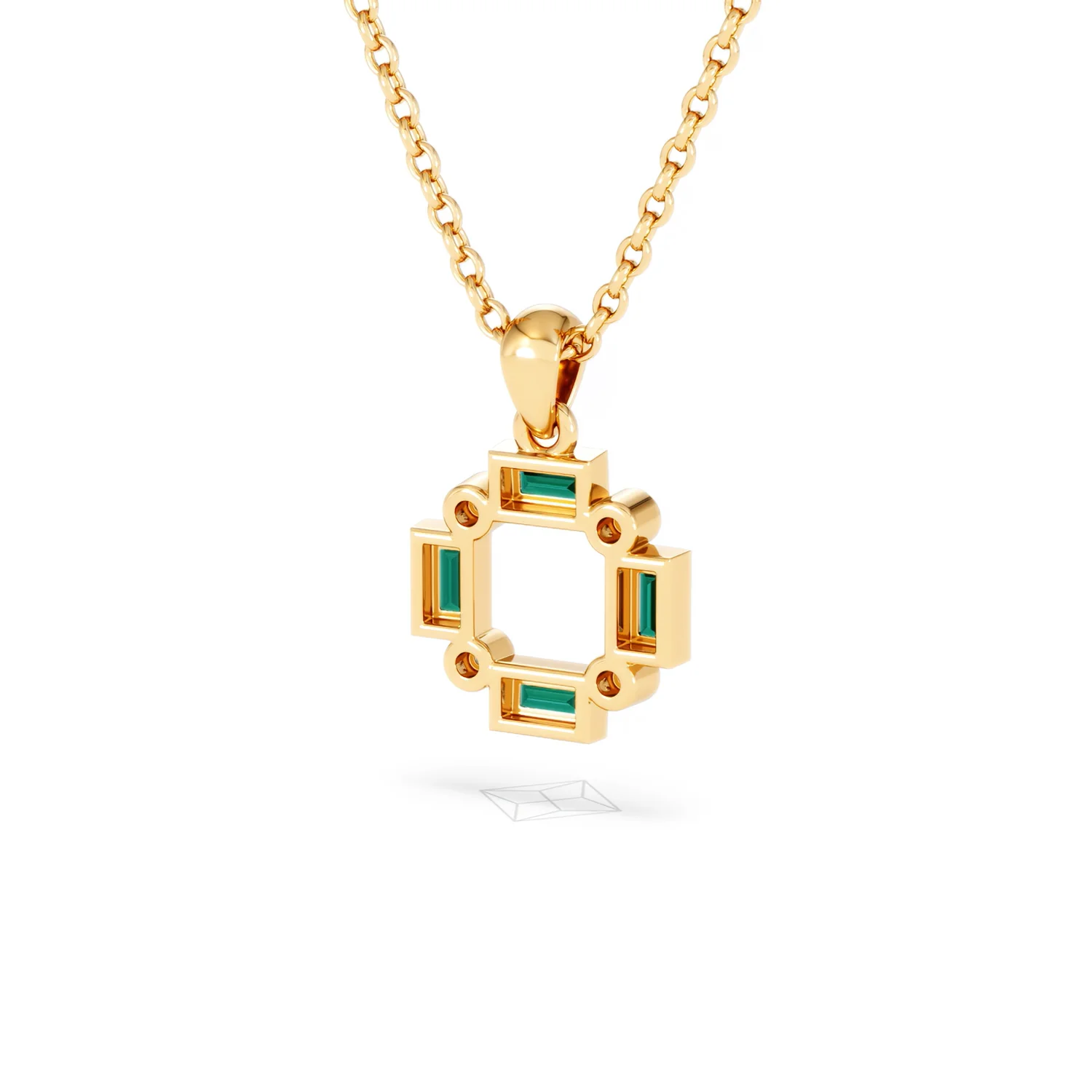 Forme 0.48ct Baguette Cut Lab Emerald Pendant Necklace in 18K Gold Vermeil - Image 41