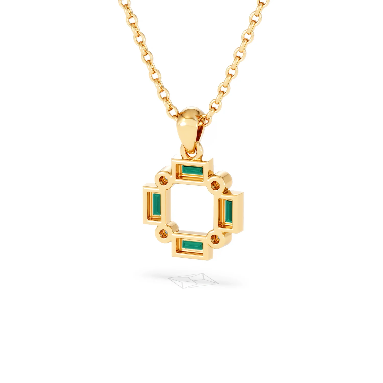 Forme 0.48ct Baguette Cut Lab Emerald Pendant Necklace in 18K Gold Vermeil - Image 42