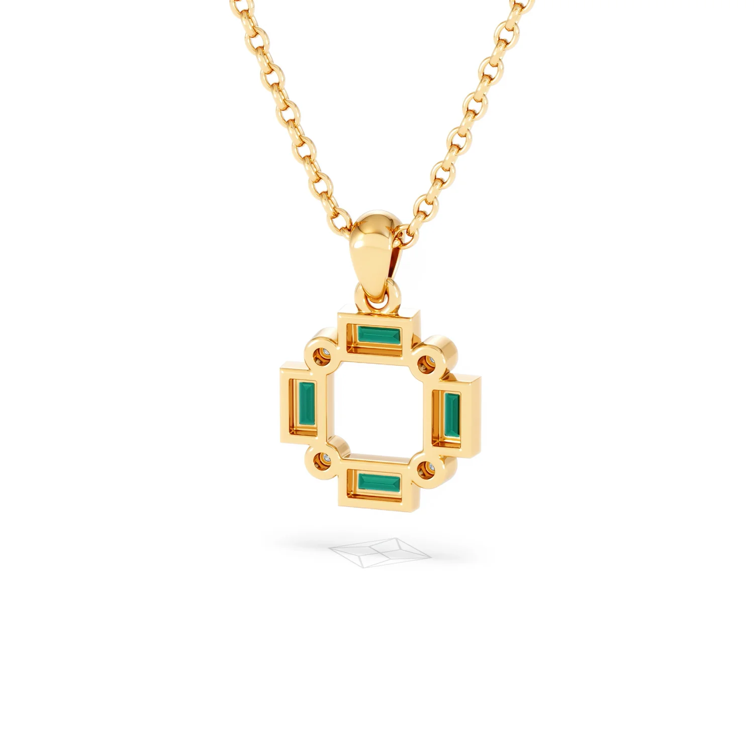 Forme 0.48ct Baguette Cut Lab Emerald Pendant Necklace in 18K Gold Vermeil - Image 43