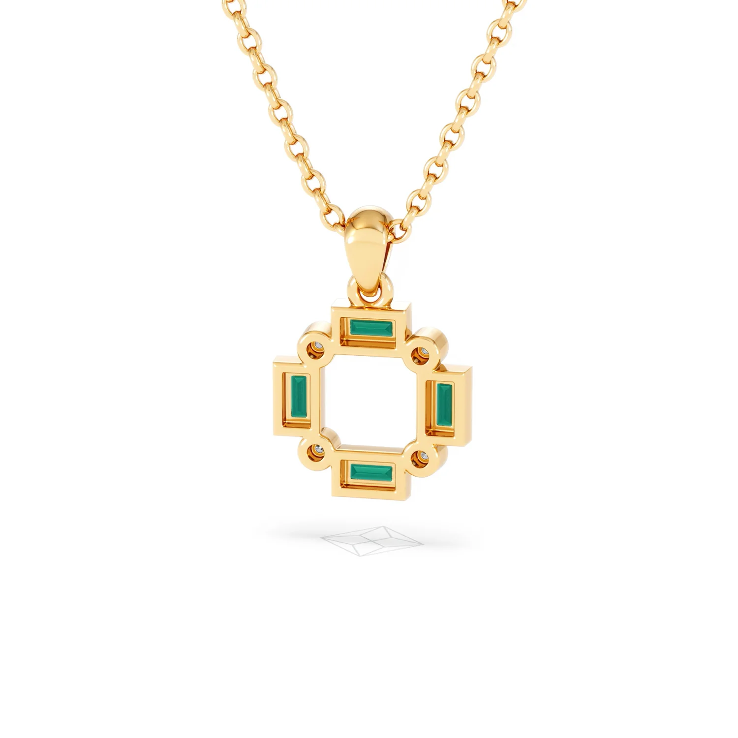 Forme 0.48ct Baguette Cut Lab Emerald Pendant Necklace in 18K Gold Vermeil - Image 44