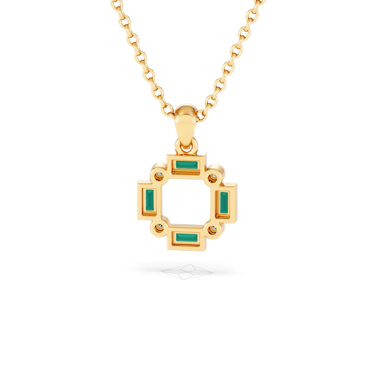 Forme 0.48ct Baguette Cut Lab Emerald Pendant Necklace in 18K Gold Vermeil - Image 45