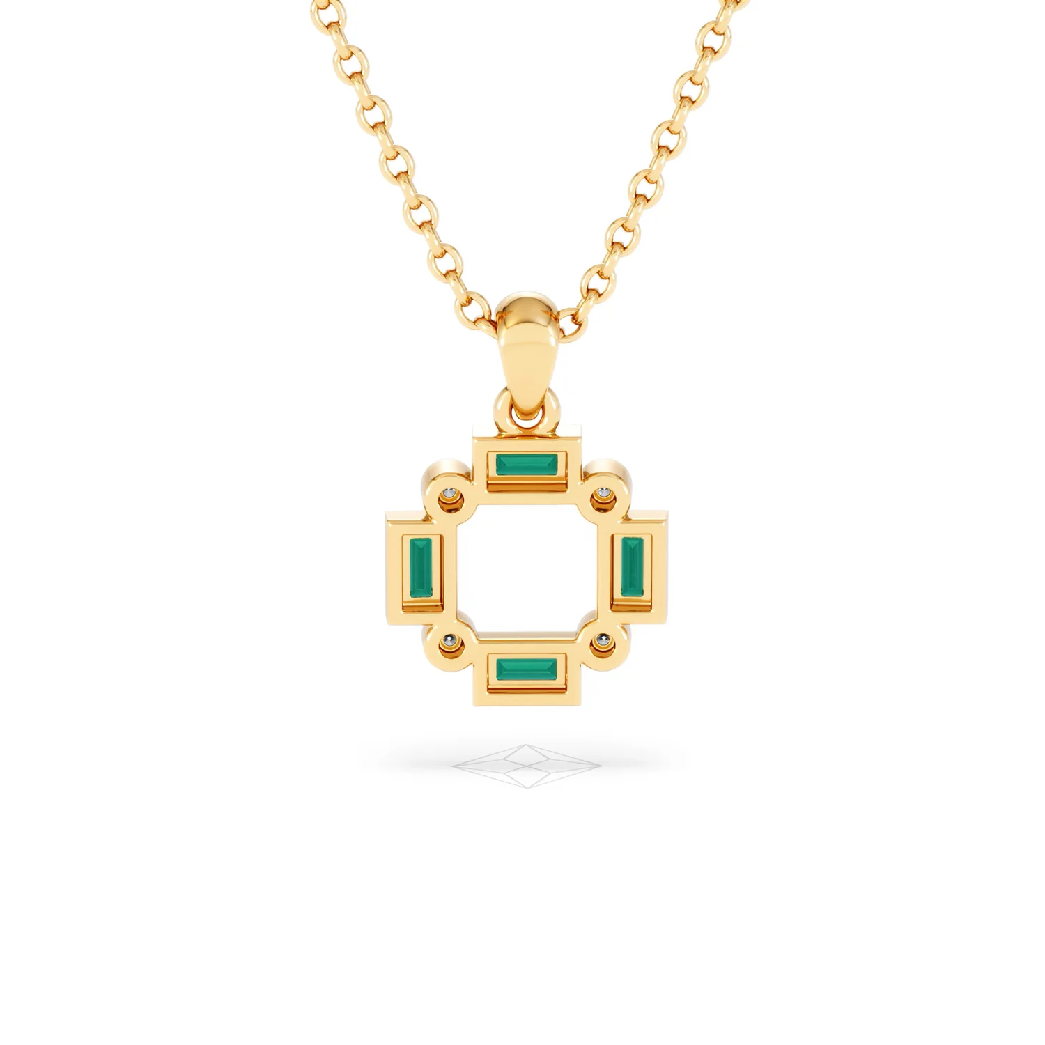 Forme 0.48ct Baguette Cut Lab Emerald Pendant Necklace in 18K Gold Vermeil - Image 47