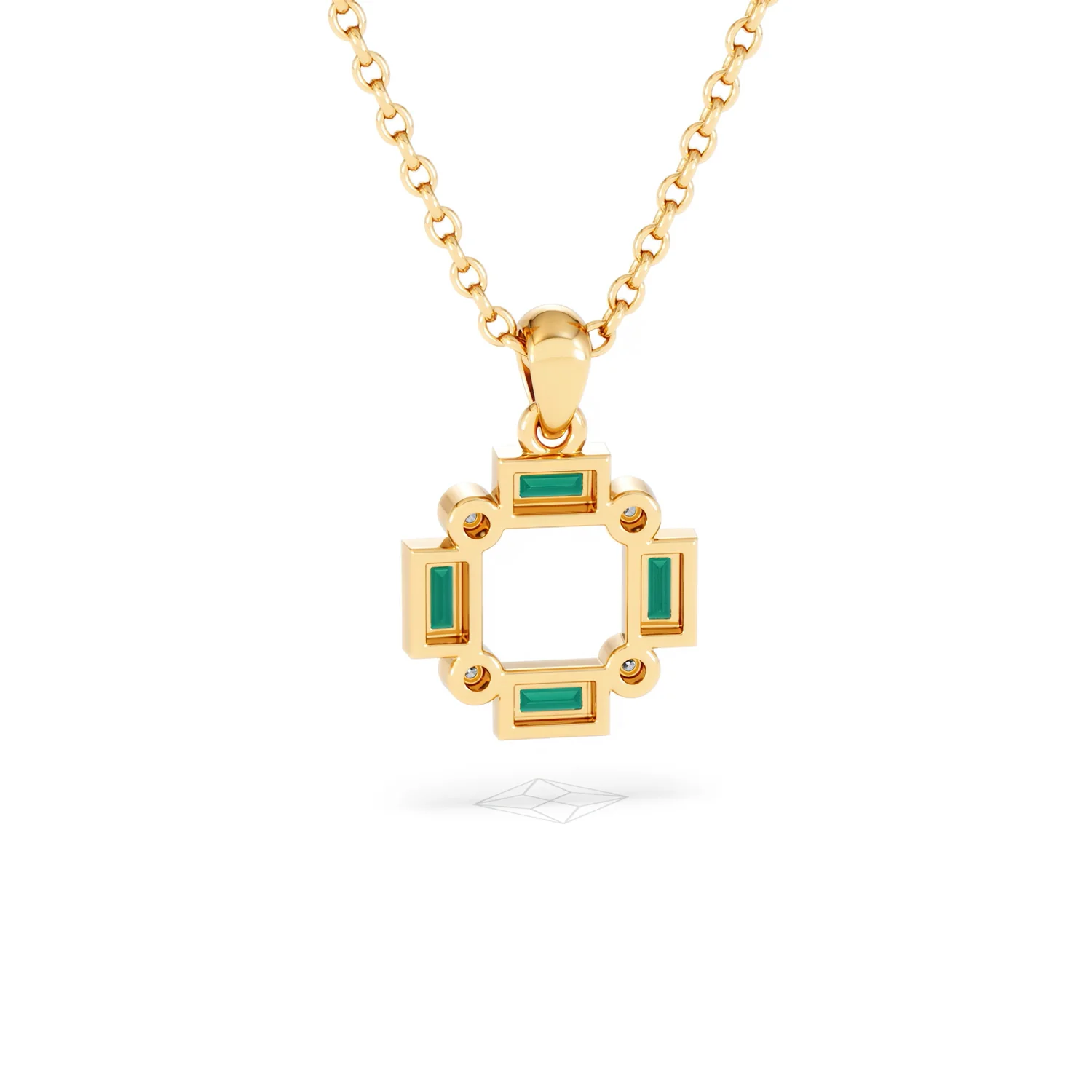 Forme 0.48ct Baguette Cut Lab Emerald Pendant Necklace in 18K Gold Vermeil - Image 49