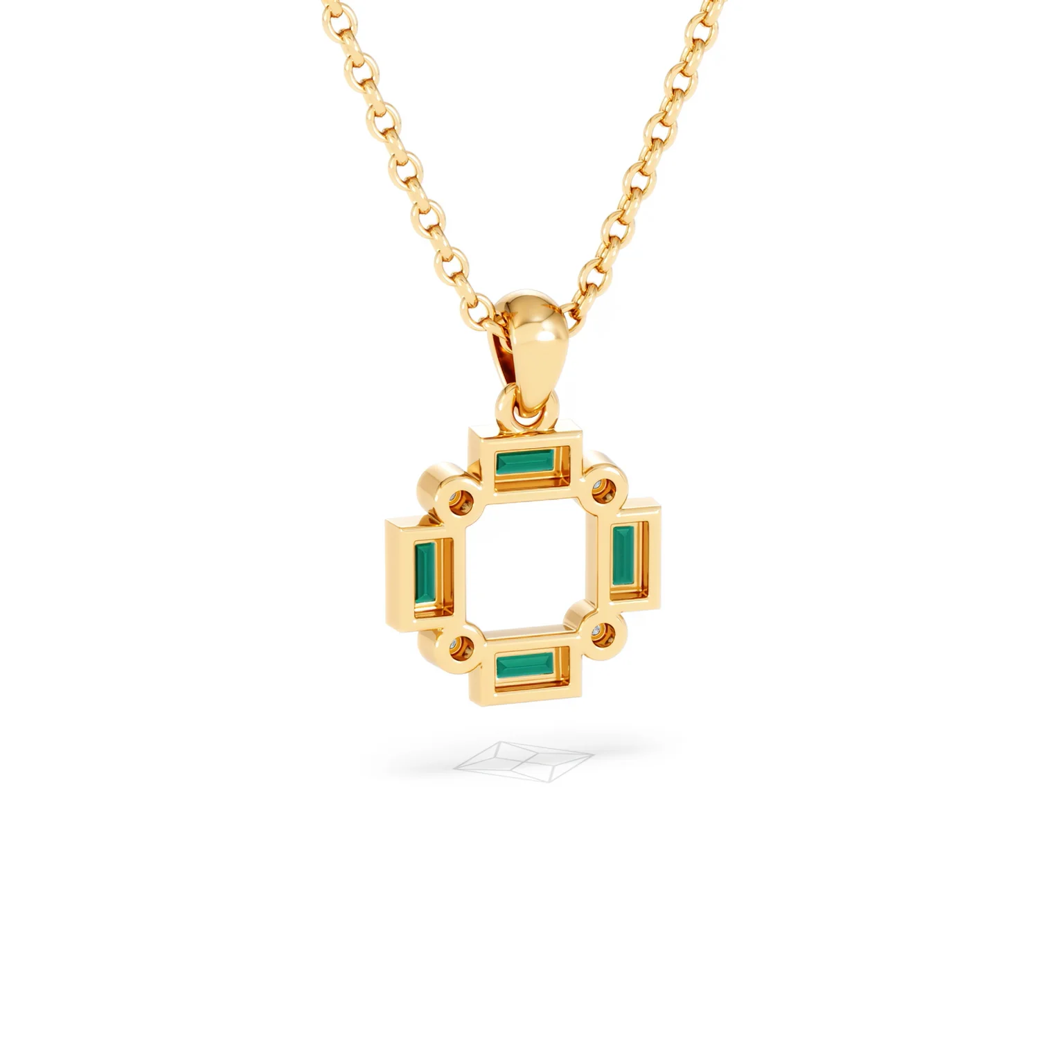 Forme 0.48ct Baguette Cut Lab Emerald Pendant Necklace in 18K Gold Vermeil - Image 51